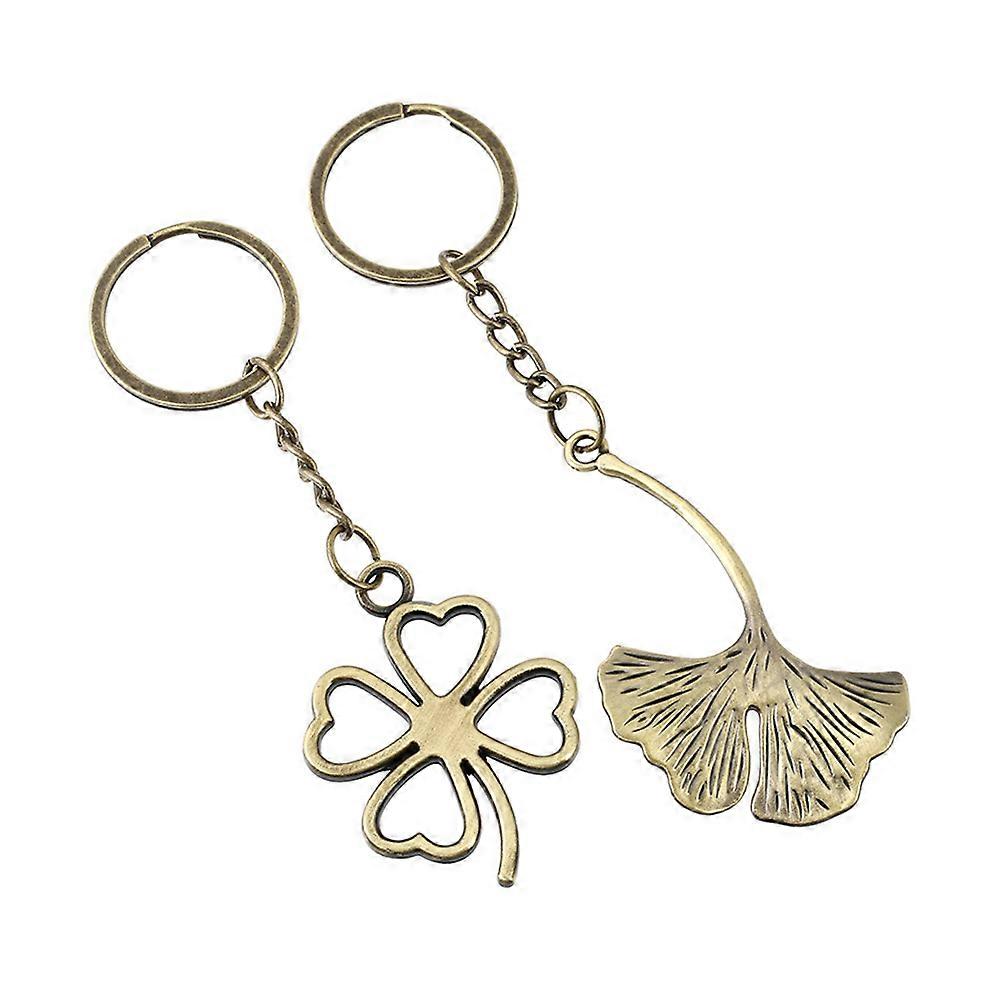 Cute Keyring Leaf Clover Keychain Key Holding Daily Use Golden 2Pcs