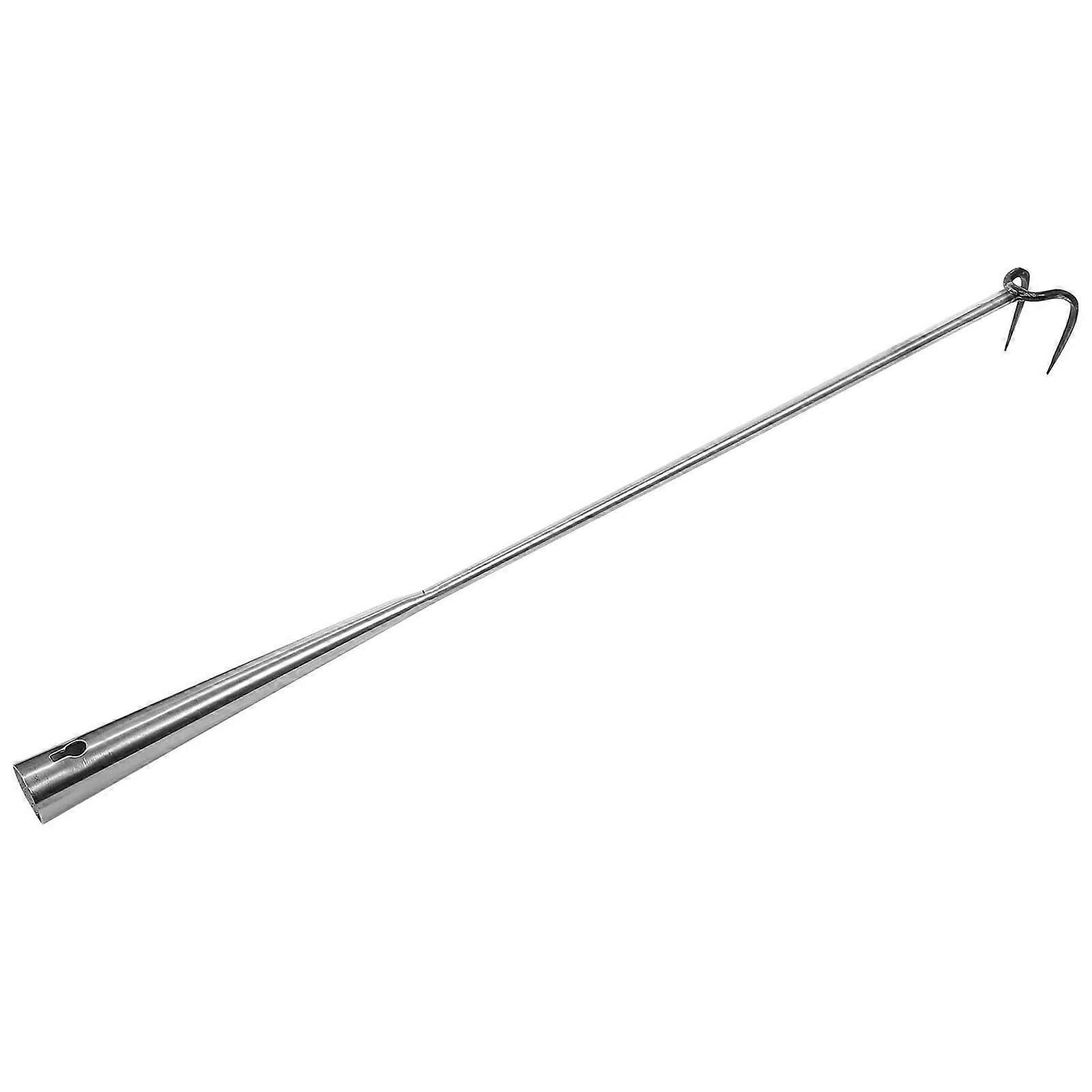 Stainless Hook Barbecue Fork Meat Processing Butchers Long Handle Silver 53x3cm 1Pcs
