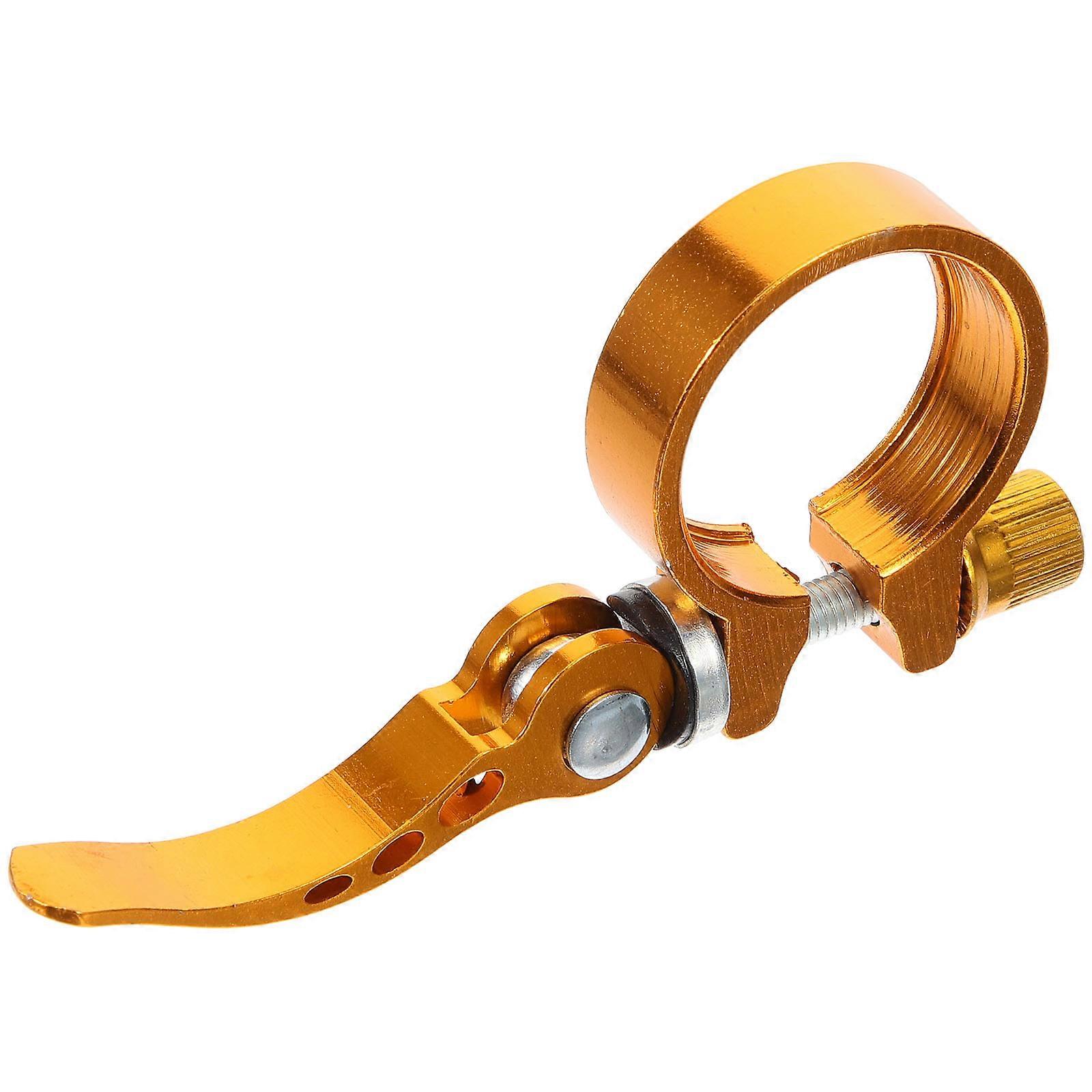 Bike Seatpost Clamp Bicycle Height Adjustment Golden Aluminum Alloy Quick Release 1Set