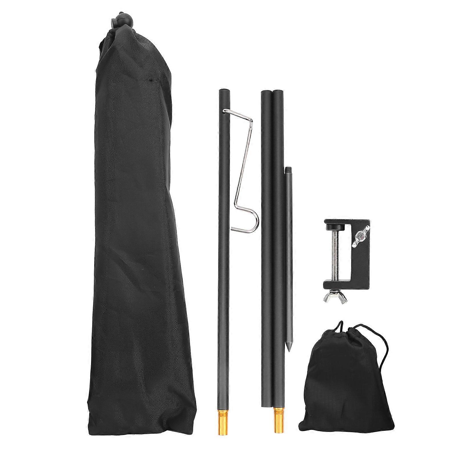 Portable Foldable Light Lantern Stand Aluminium Alloy Stand for Outdoor Camping BBQBlack
