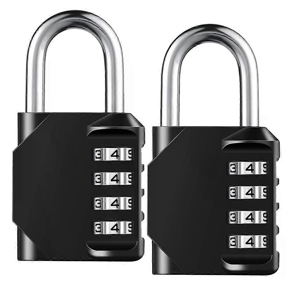 4-digit combination lock, 2 pcs, black/silver