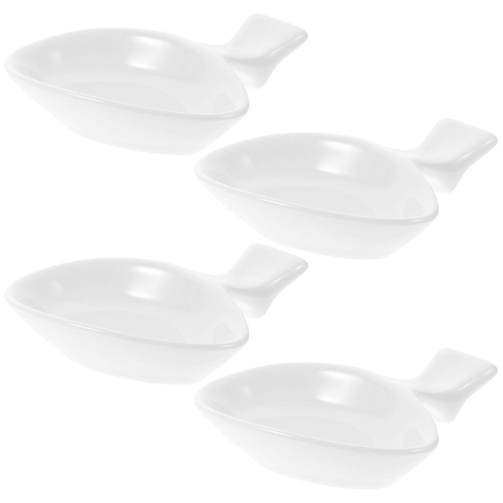 Cutlery Rest Ceramic Vinegar Dishes Home Use 9.00X7.50X2.00CM Storage for Side Dishes 4 Pcs