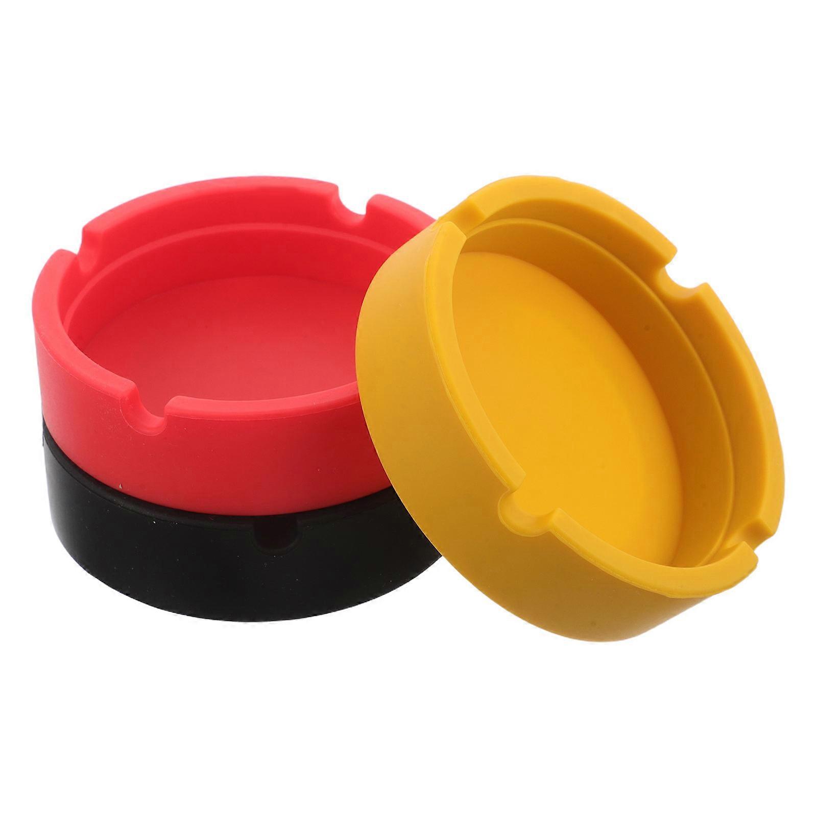 Unbreakable Round Silicone Ashtray Nonslip Base Prevent Ash Scattering Easy to Clean 3Pcs For Home Hotel Office Car Outdoor Indoor
