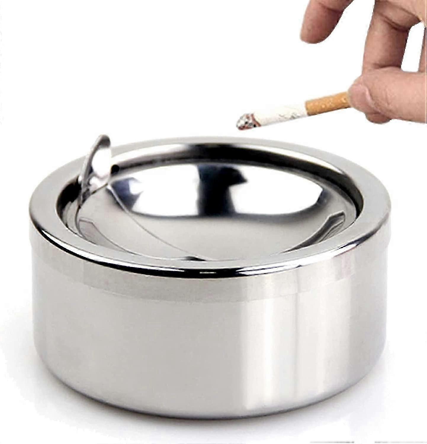 Cendrier à couvercle élégant - Conception durable en acier inoxydable