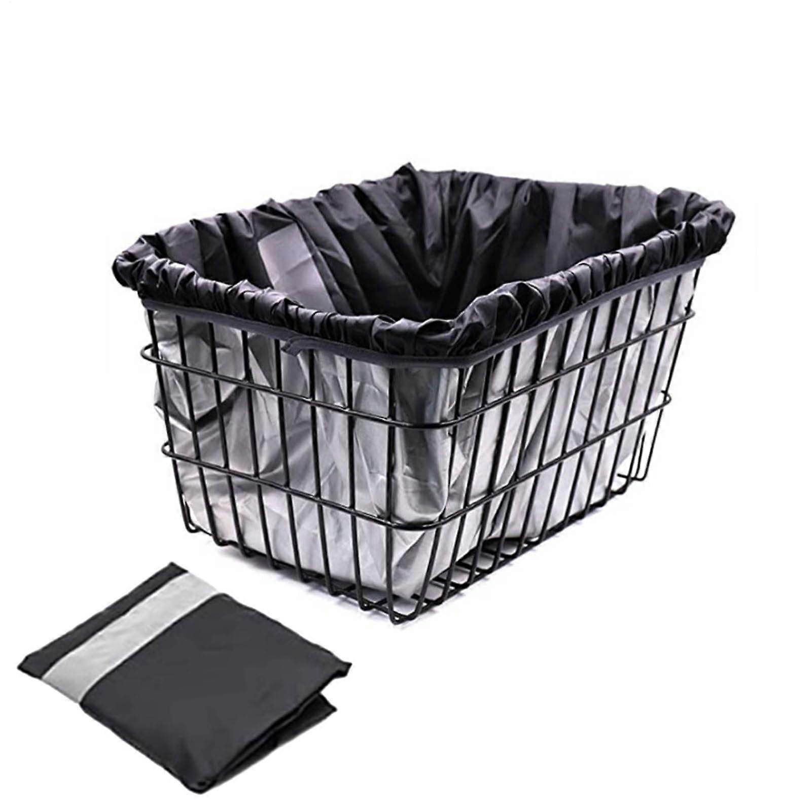 Bicycle Basket Liner Nylon Fabric Water Resistant Cover with Elastic Strap
