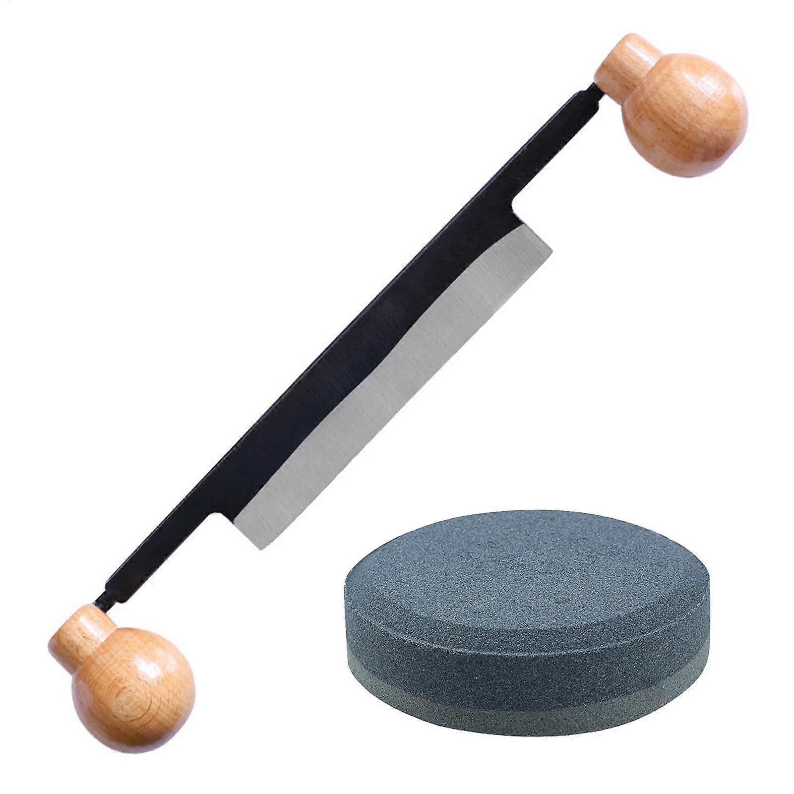 Bark Removal Tool, Double Handle Wood Scraper, Straight Peeling Tool for Woodworking and Garden Use, Durable Design