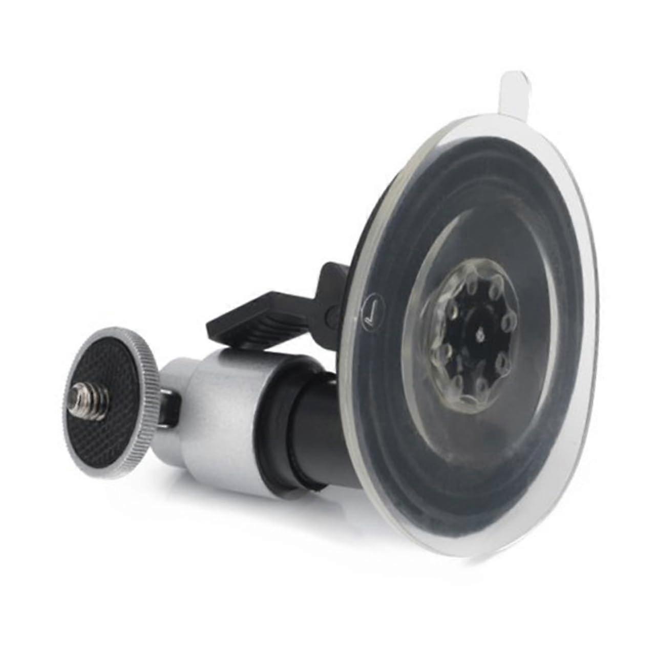 Mini Camera with Suction Cup Holder for Car Windscreen  Dashboard, Compact and, Ideal for On the Go, Silver, Includes Tripod Holder for Versatility.