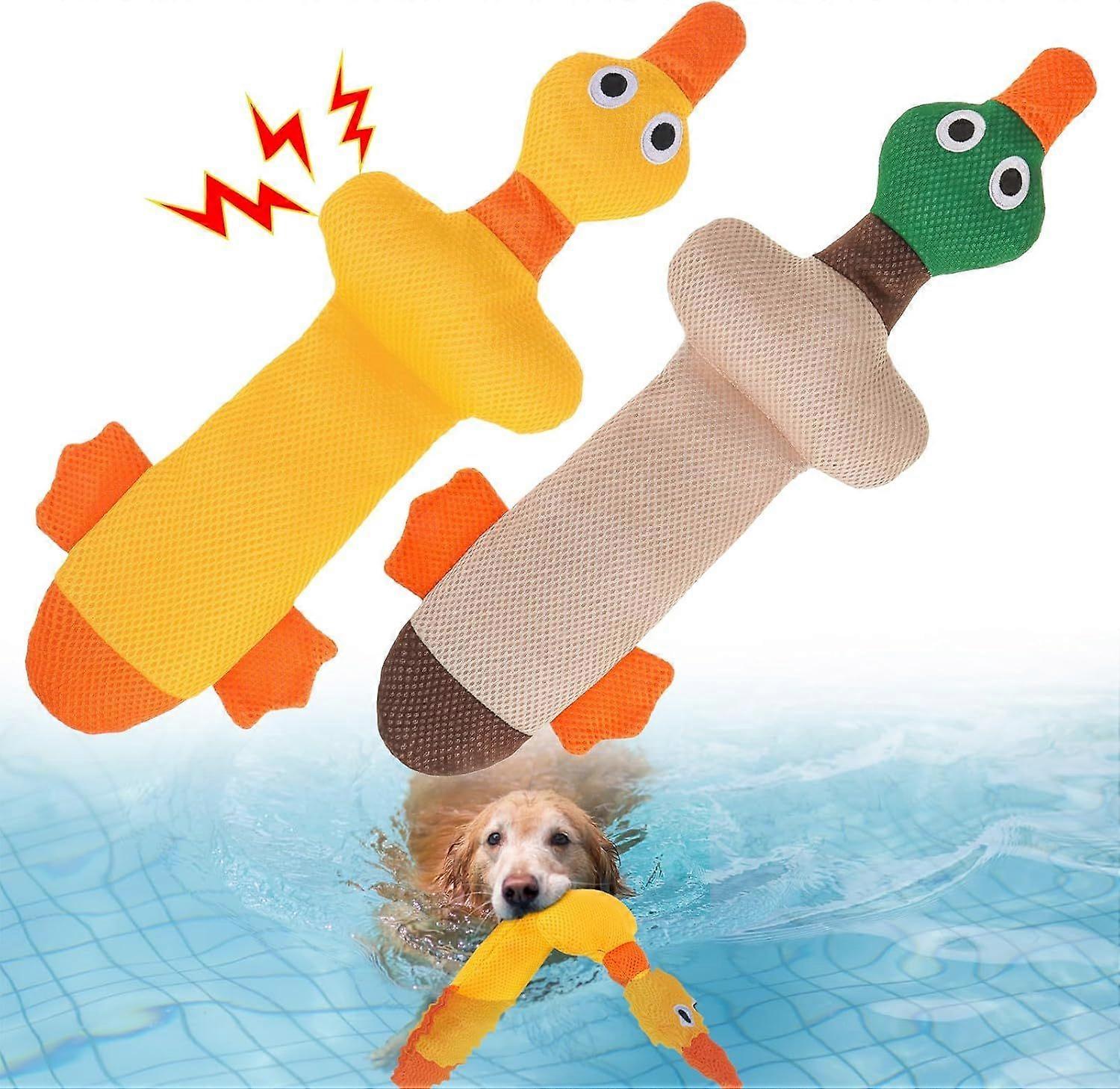 Floating Dog Water Pool Toys 2 Pack - Squeaky Duck Design Pool Toys for Medium/Large Dogs, Dock Diving & Fetch Training, Durable Summer Water Dog Toy