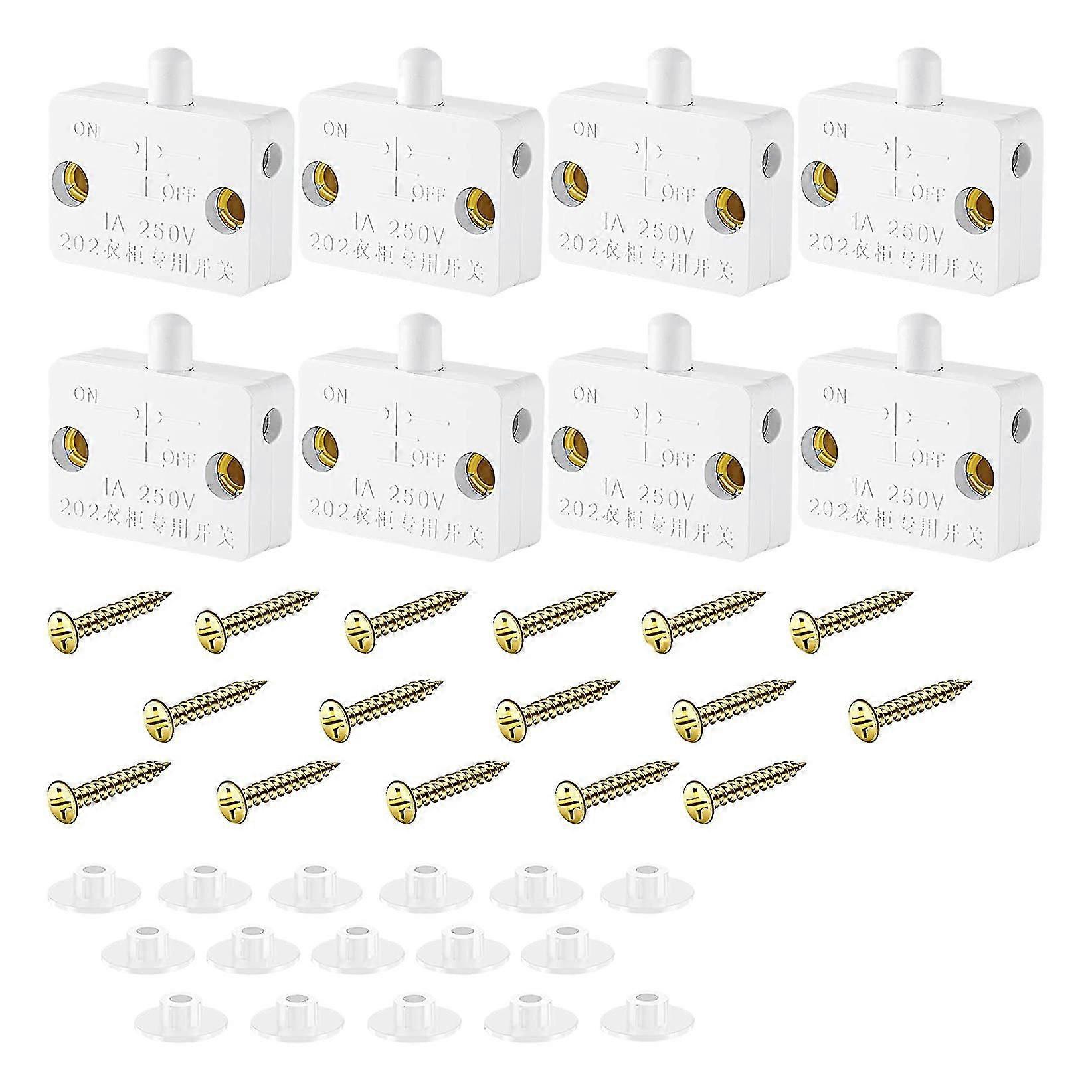 8 Pieces Cabinet Lamp Switch Automatic Door Switch Touch Switch For Wardrobe Applicable To 12v 24v 110vwhite