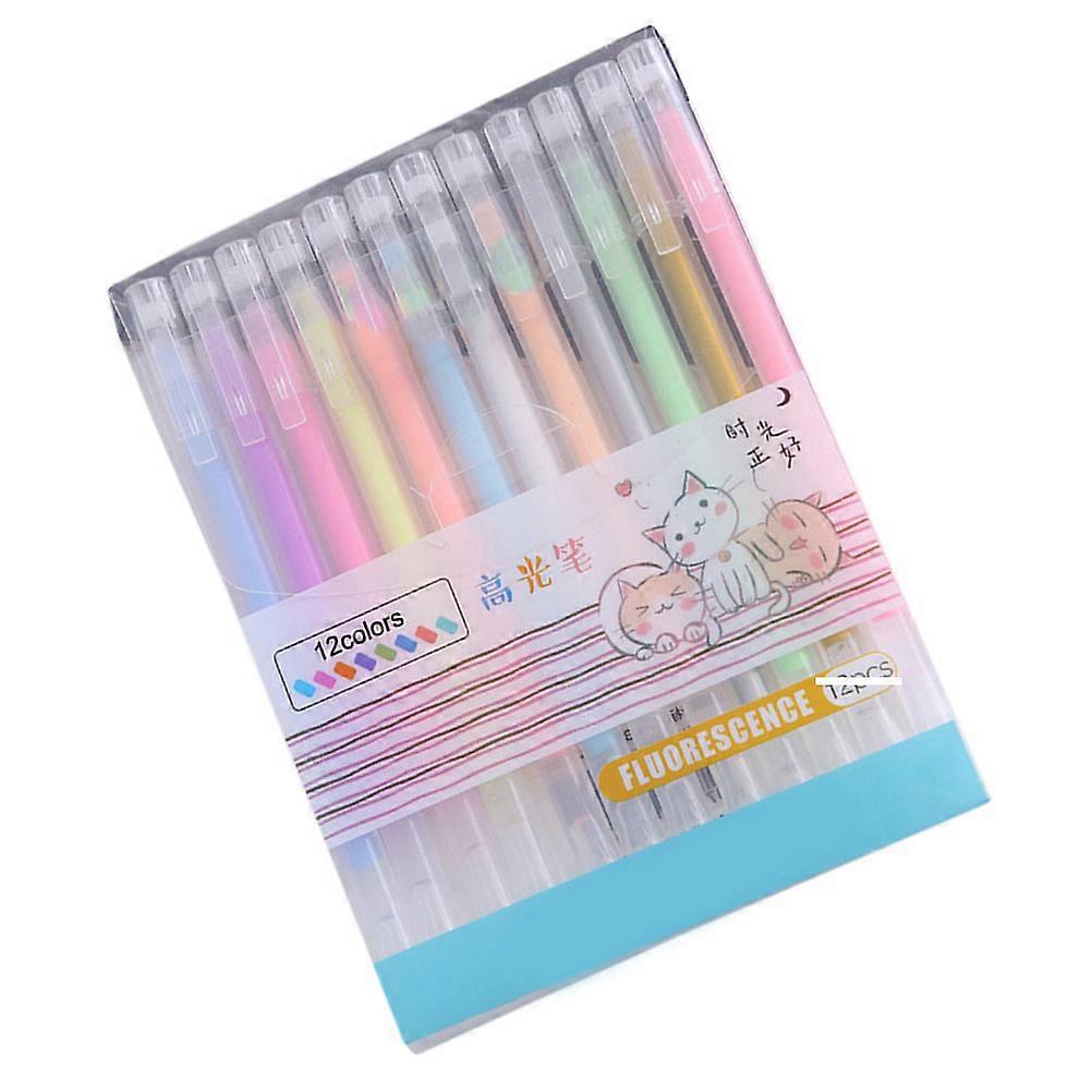 School Supplies Highlighters Marking Emphasizing Information Assorted Color 12Pcs