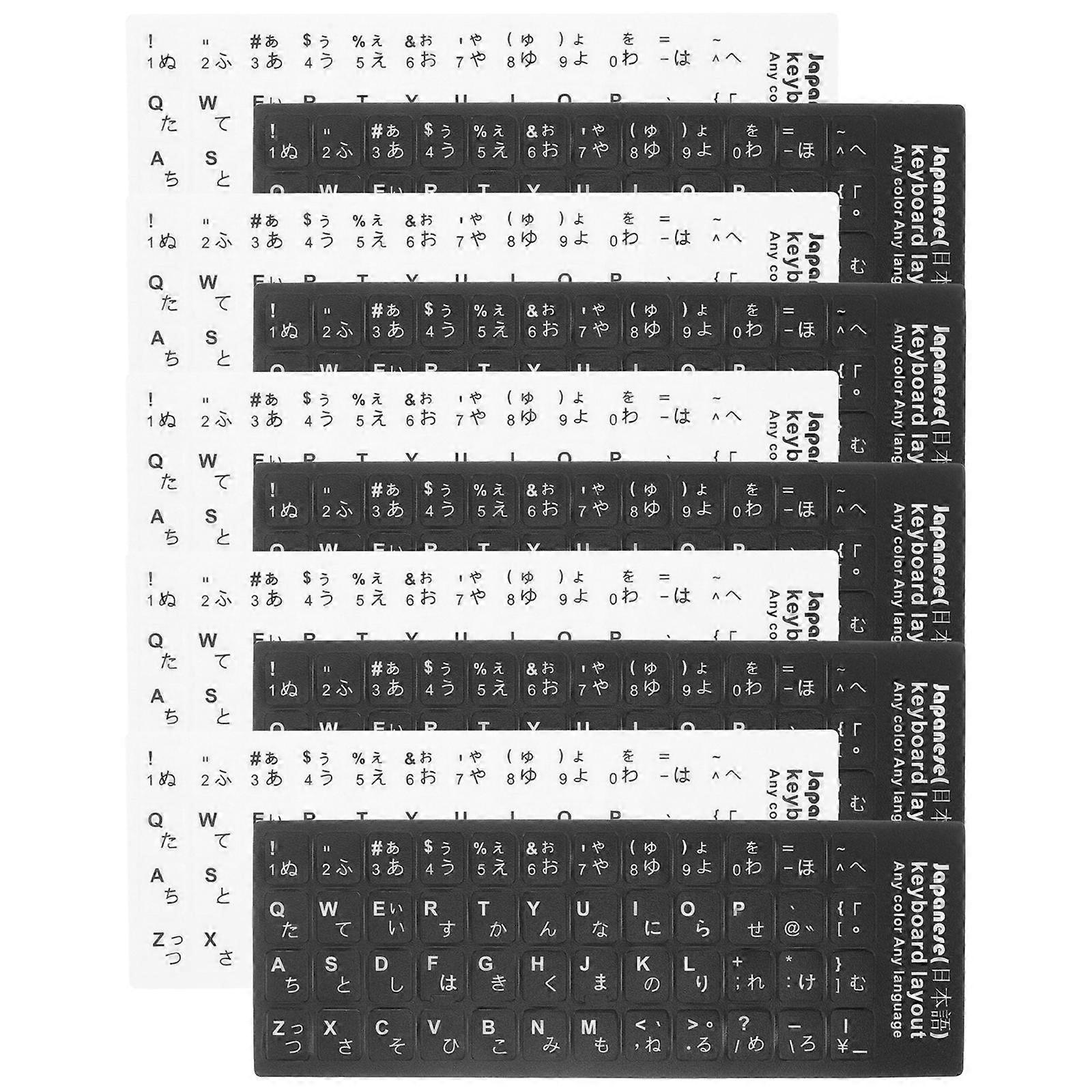 10pcs Japanese Keyboard Stickers PVC Material for Laptop Desktop Easy Apply Remove No Residue Black White Design