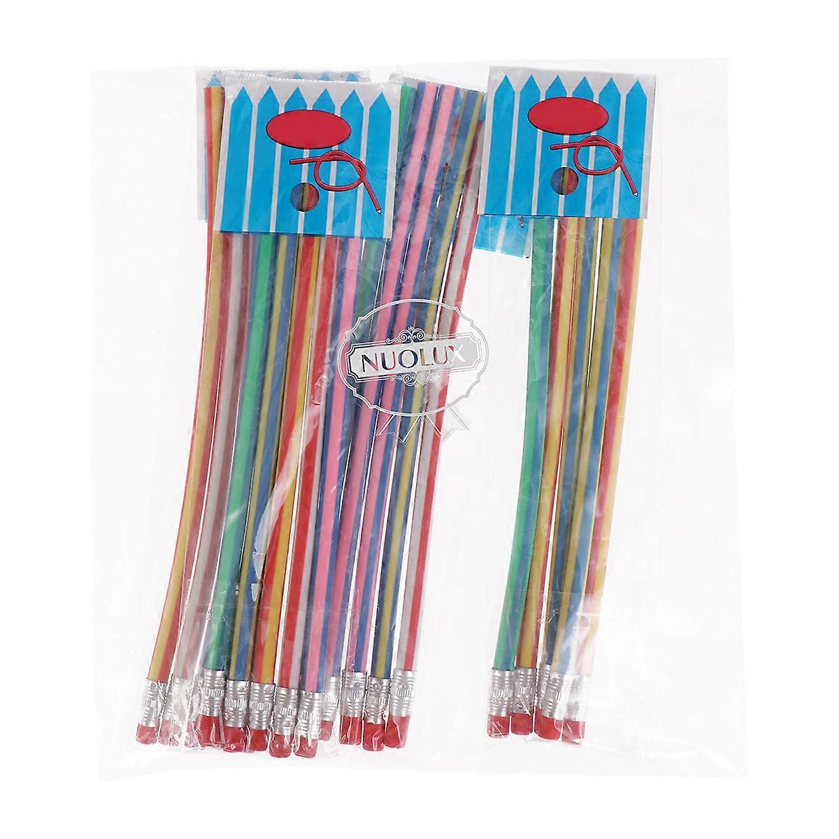 Bendable Pencil With Eraser Fun Equipment For Childrens Writing Learning Motivation Random Color 20Pcs