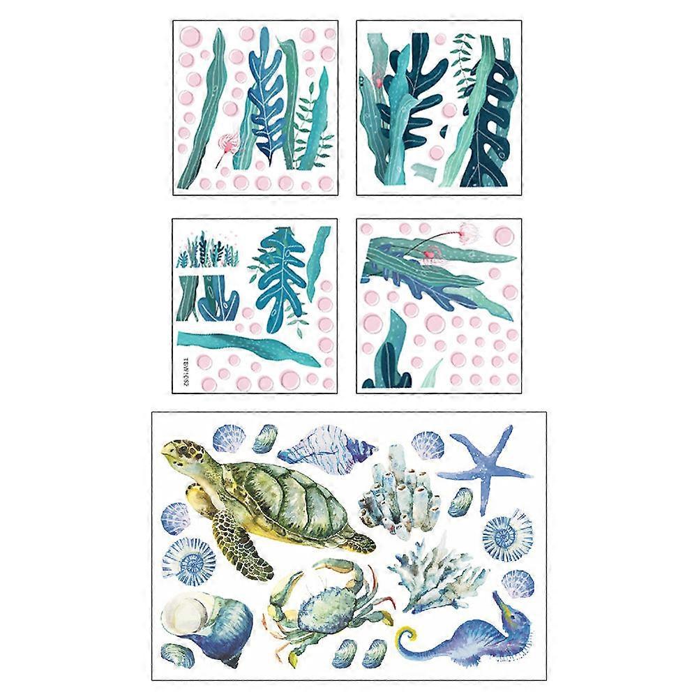 Removable Seaweed Tortoise Wall Decals, Self Adhesive Plant Stickers for Home, Office, Living Room, Bathroom and Dorm Decor