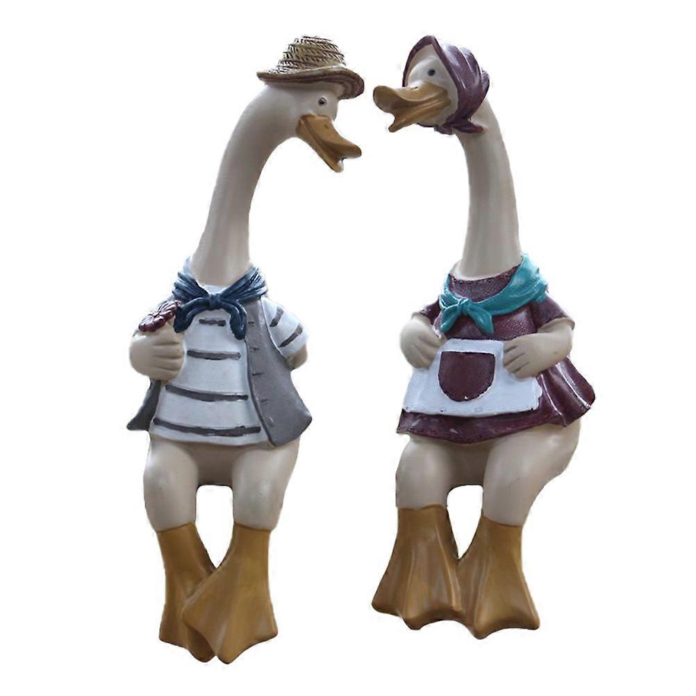 Creative Resin Animal Decorations Handmade Desktop Ornament for Home Decor 2pcs
