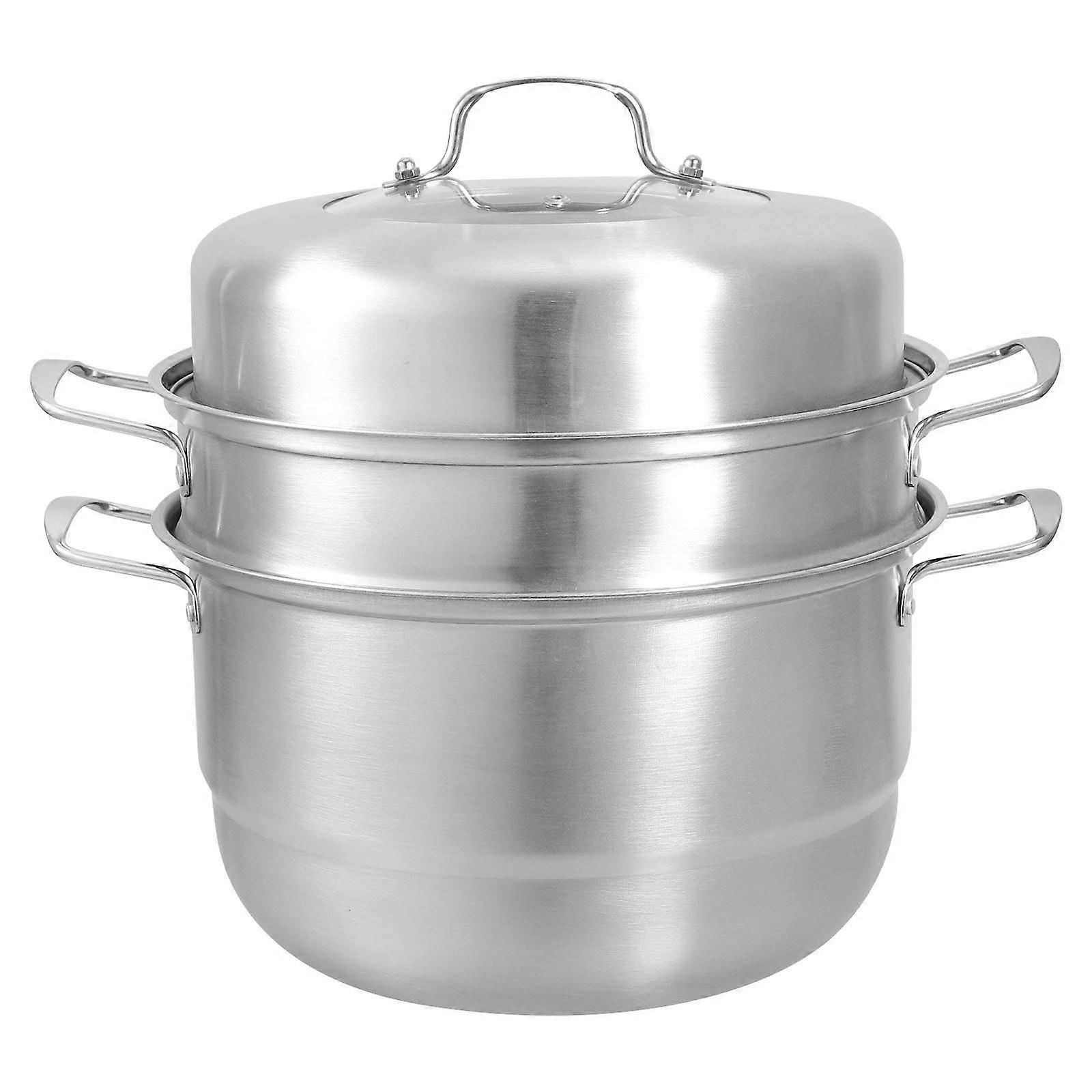 Food Steamer Pot Multi Purpose Cookware Stainless Steel Silver 28X30CM Saucepan 1Set