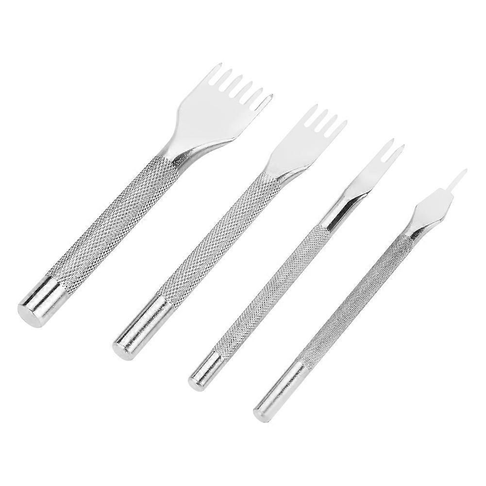 4PCS Leather Craft Hole Punch Stitching Tools 1/2/4/6 Prong Spacing for Sewing Chisel Set Kits