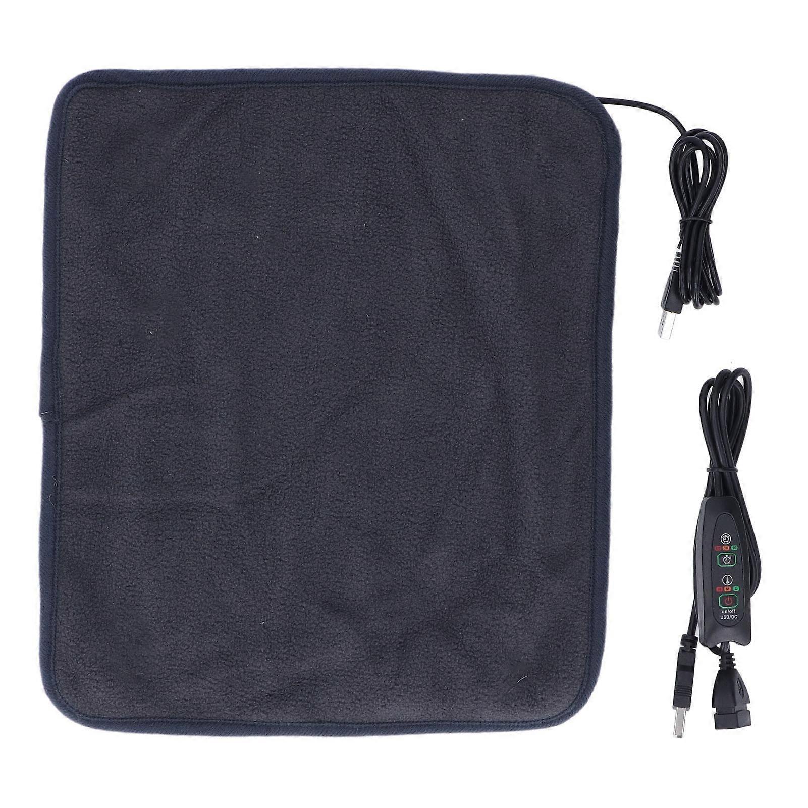 USB Heating Pad with 3 Temperature Settings, Heated Mat for Shoulder Neck Leg Waist, Adjustable Timer Dark Gray