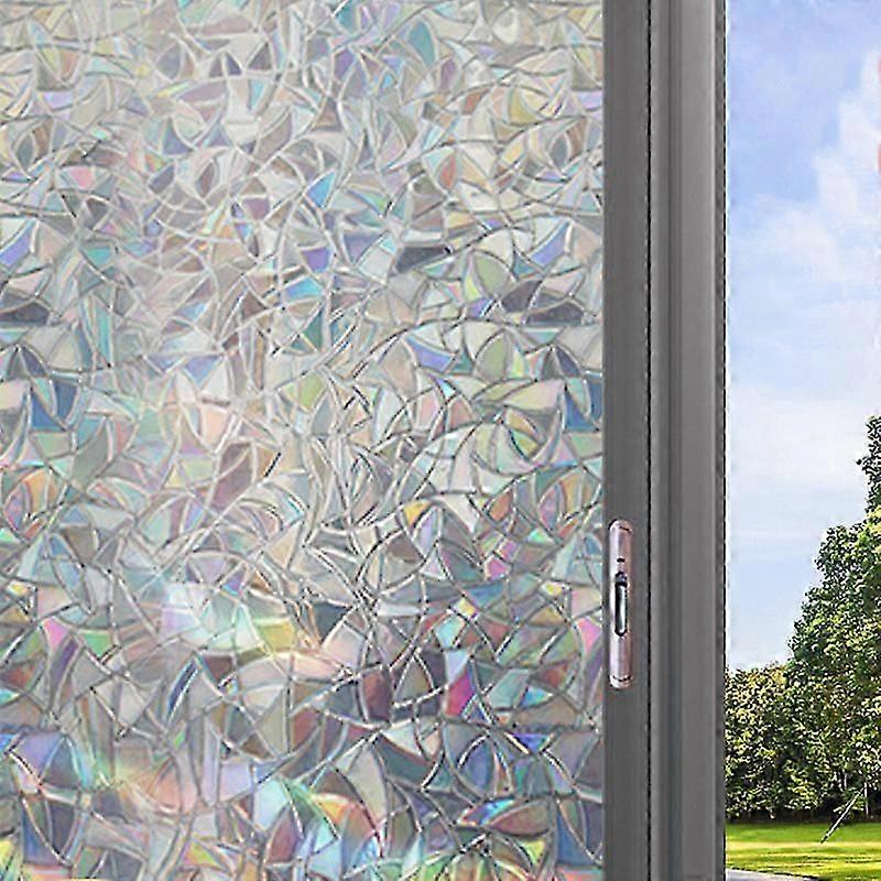 窓のプライバシーフィルム、虹の窓のしがみつき、3D装飾的なステンドグラスの窓のデカール、静的にしがみつく窓のステッカー非接着剤、17.5 x 78.7インチ