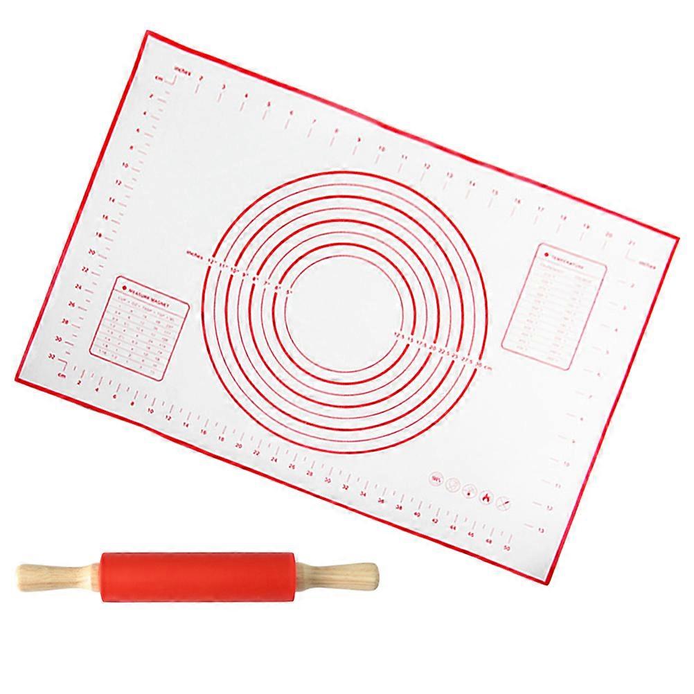 Rolling Pin For Baking Non-Stick Baking Mat Pastry Mat For Cakes Bakeware Tray Mat 1Set