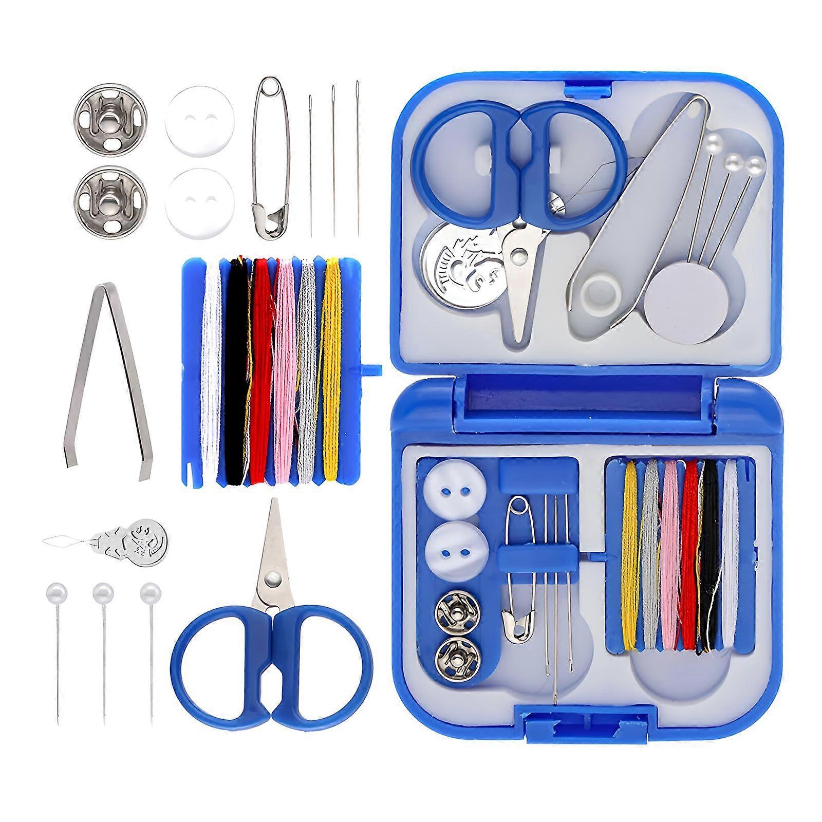 2 Pack Mini Travel Sewing Kit with Needles, Thread & Scissors, Portable Emergency Repair Kit for Clothes, DIY Beginners, Travelers, Adults,Blue