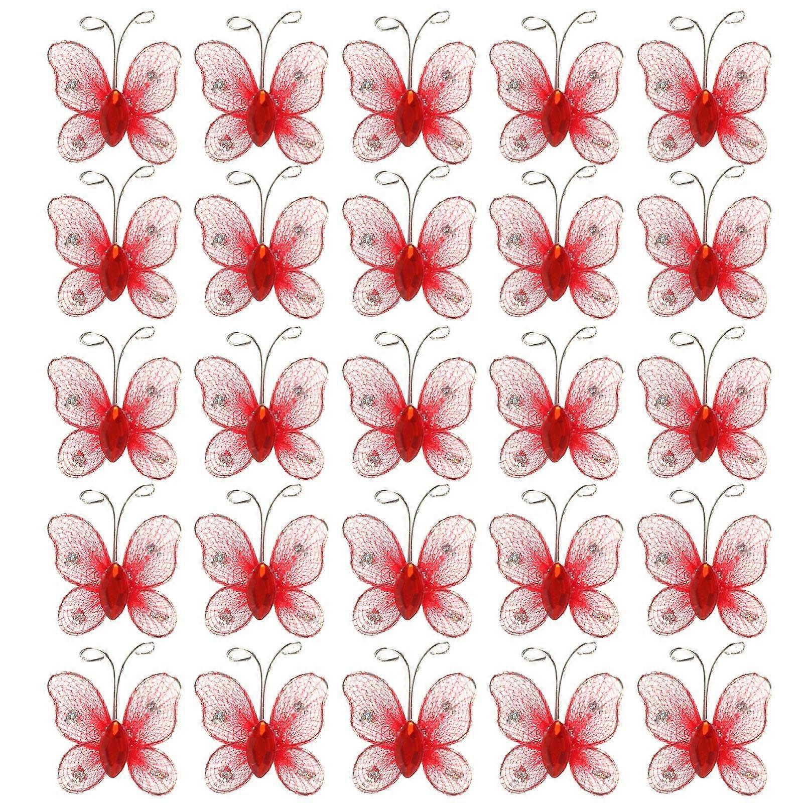 50PCS Realistic Butterfly Ornaments for Home, Office & Nursery – Lightweight Organza Wall Decor with Wire Design for Crafts & Stunning Interior