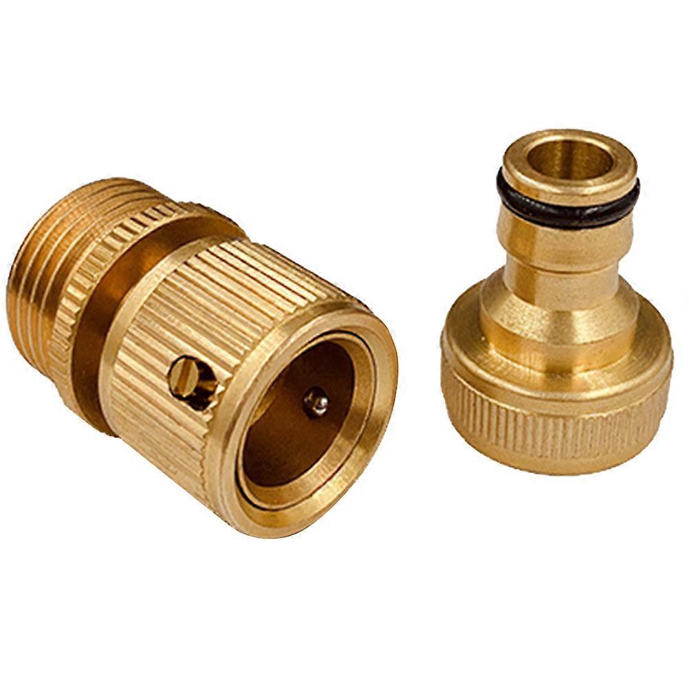 Copper Water Hose Adapter Set for Garden Use Golden 3/4 Inch