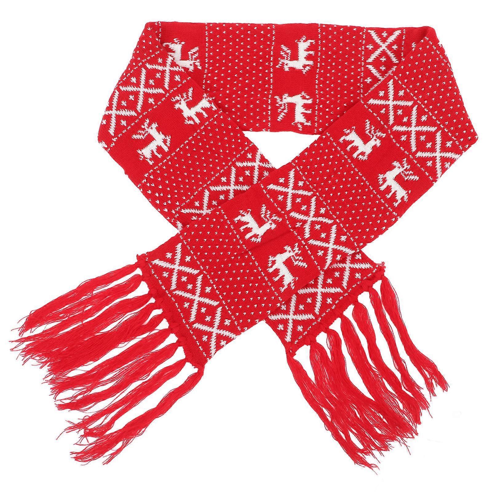 Christmas Fawn Scarf Knitted Shawl with Snowflake Decoration Stylish Winter Accessory for All Ages Festive Outfits Cold Weather Wear
