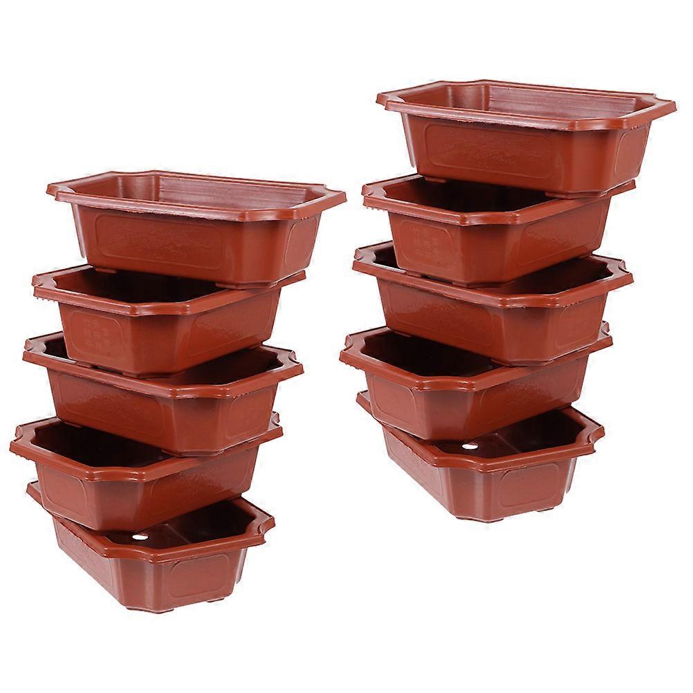 10pcs Rectangular Bonsai Pots Flower Succulent Planter Plastic Containers