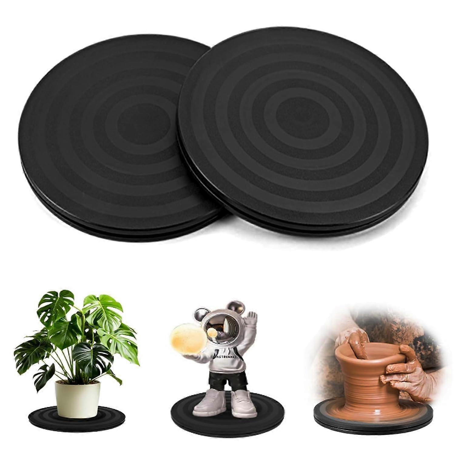 Turntable TV 20 cm, 360 Degree Rotating Black Turntable for Flower Pottery, Kitchen Crafts, and Home Decor