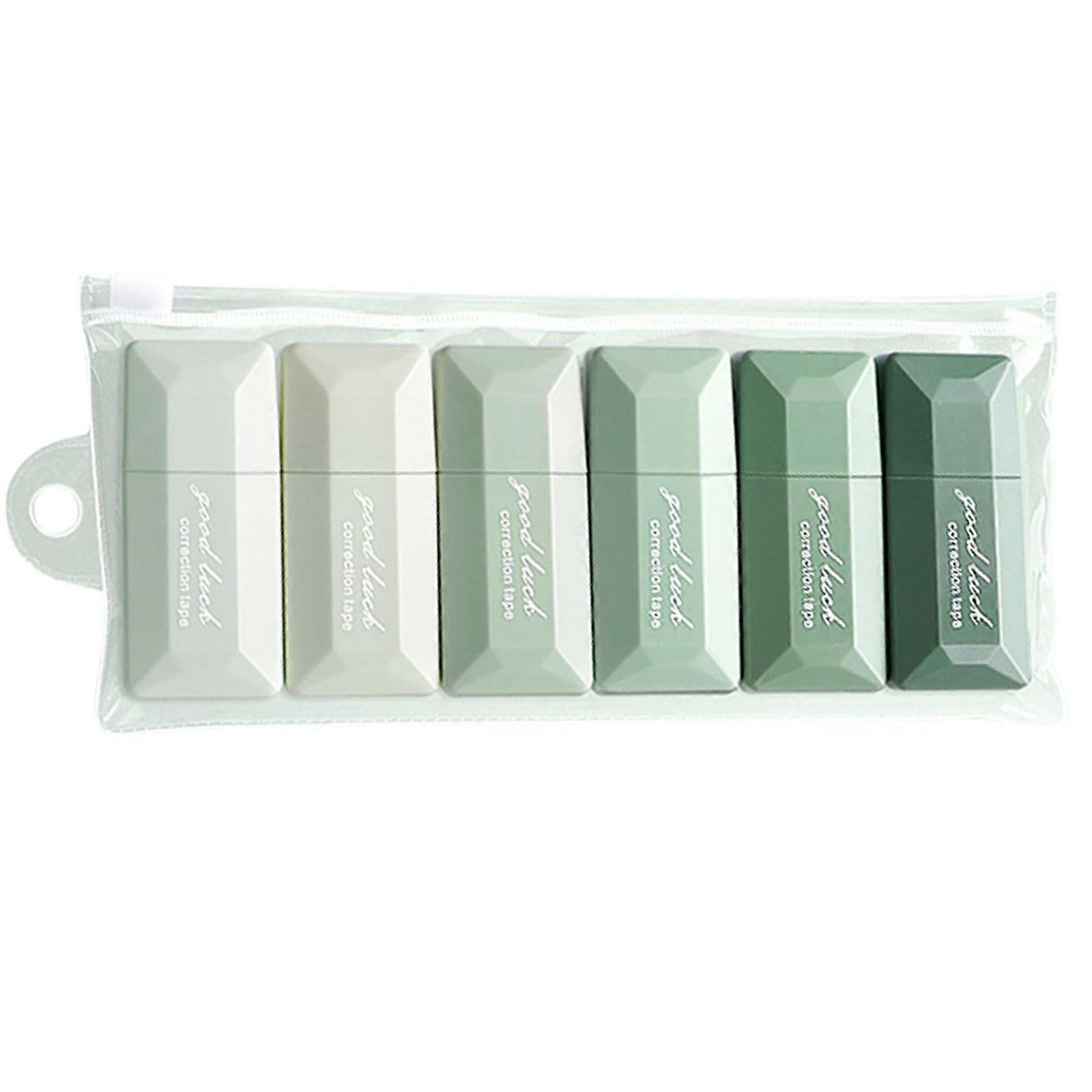 Correction Tape with Gradient Color, Large Capacity, White Adhesive, Office and School Supply for Students, 6 Pack Green