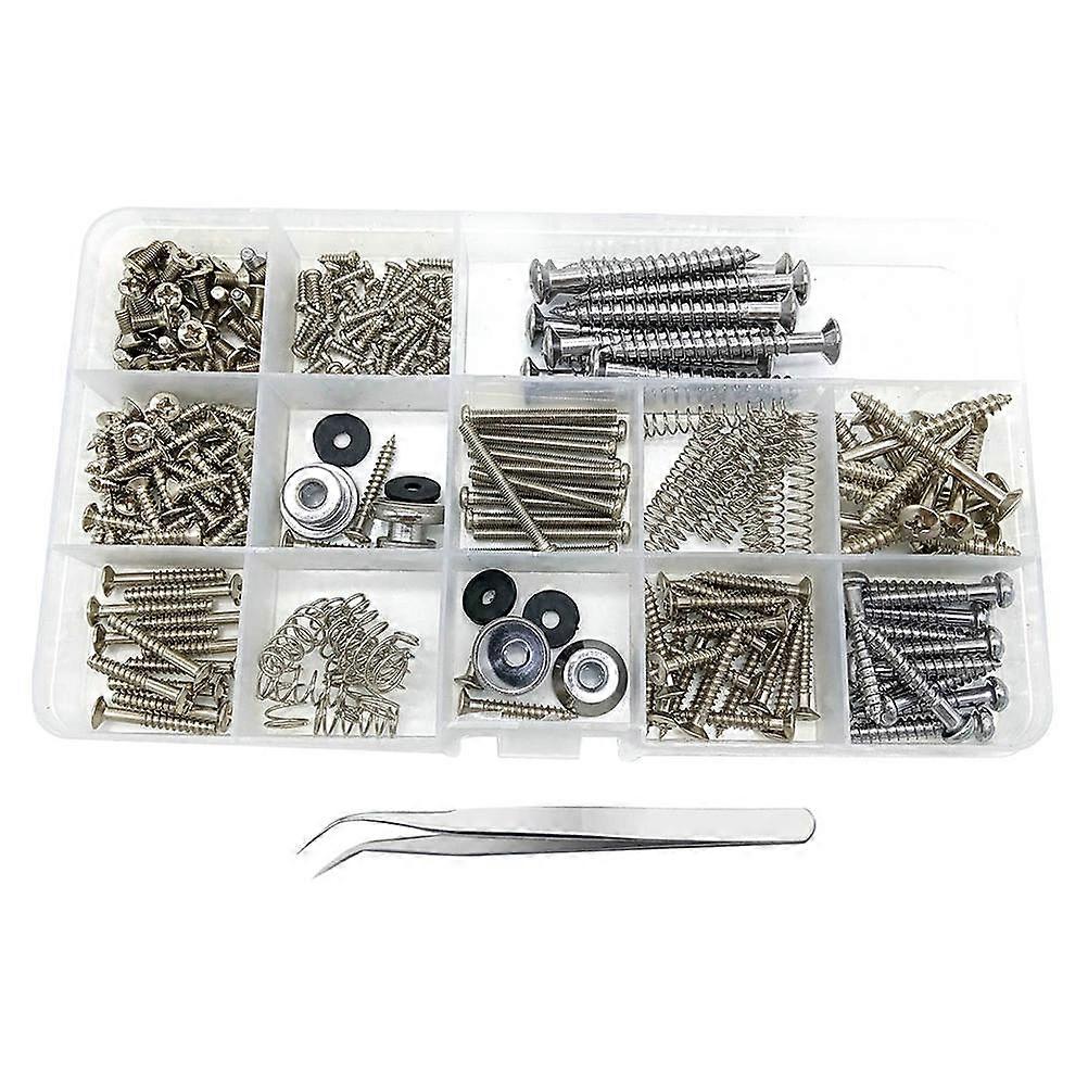 Durable Alloy Guitar Repair Tool Kit with Strap Buttons and Tweezers for Electric Guitars 254PCS