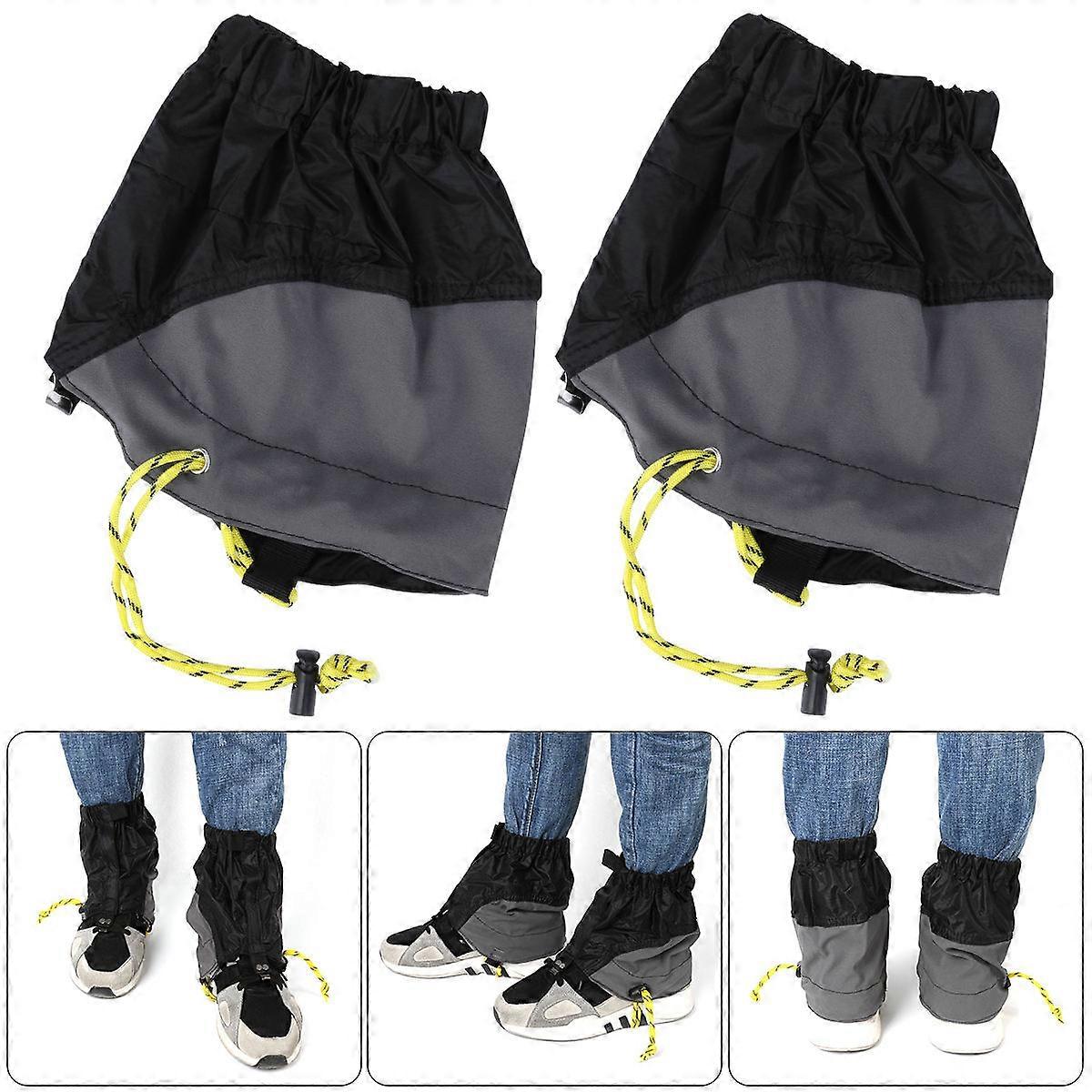 WINOMO Pair of Outdoor Waterproof Gaiters for Hiking Shoes with Adjustable Cord and Snap Hook Black