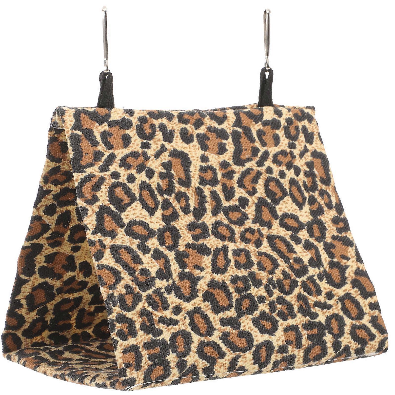 Durable Leopard Print Pet Bed House for Hamster Hedgehog Squirrel Mice Comfortable Fabric Size 9.5 x 8.7 x 7.1 Inches