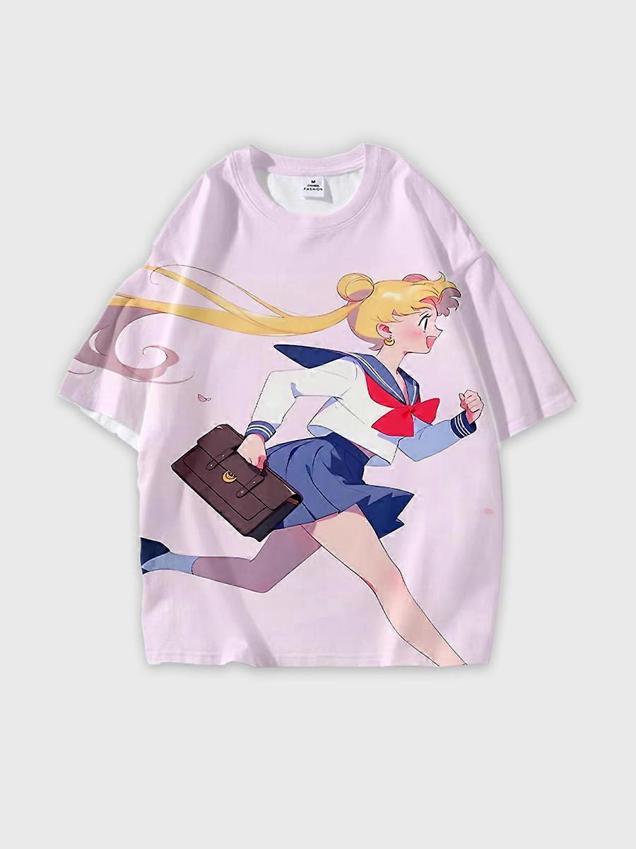 T-shirt round neck Role Pattern loose short sleeve D2363