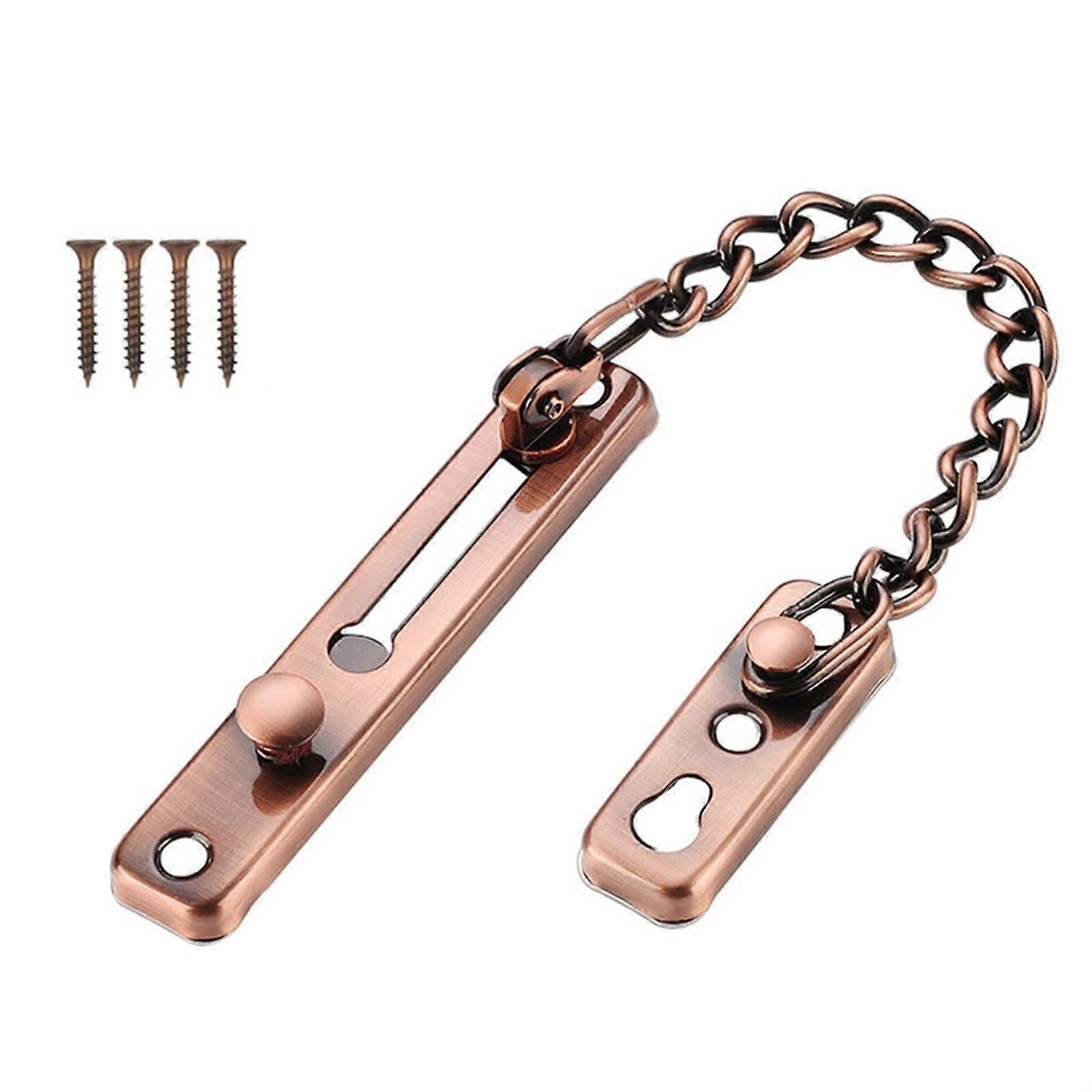 Door Chain Lock Security Chain Guard Heavy-Duty Door Latch Anti-Theft Press Bolt Hardware Red