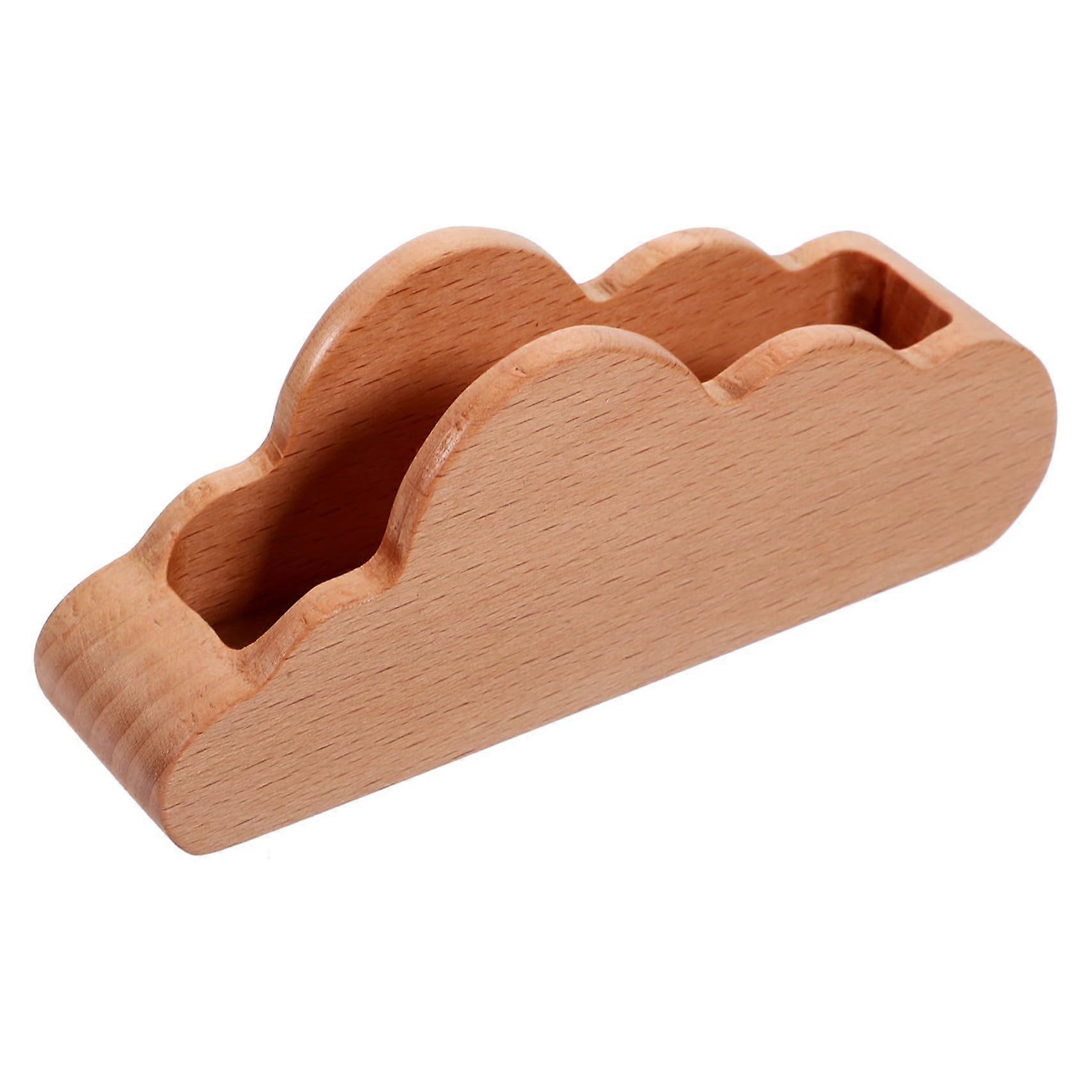 Sturdy beech wood business card holder for office and reception