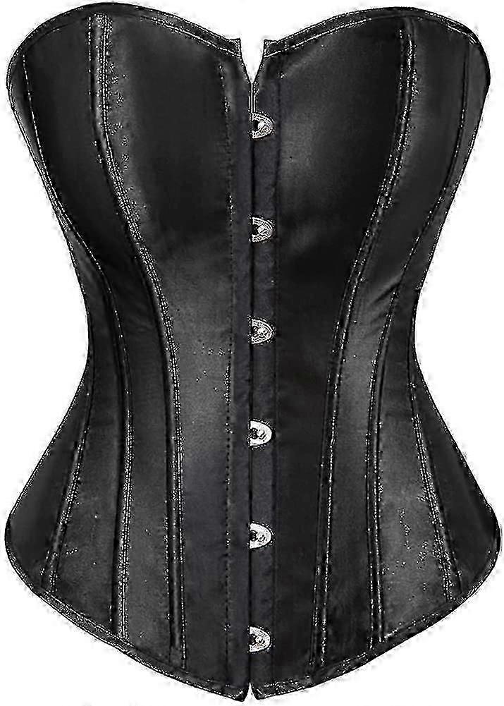 Women's Bustier Corset Top Sexy Lingerie Sets Black Satin Waist Cincher