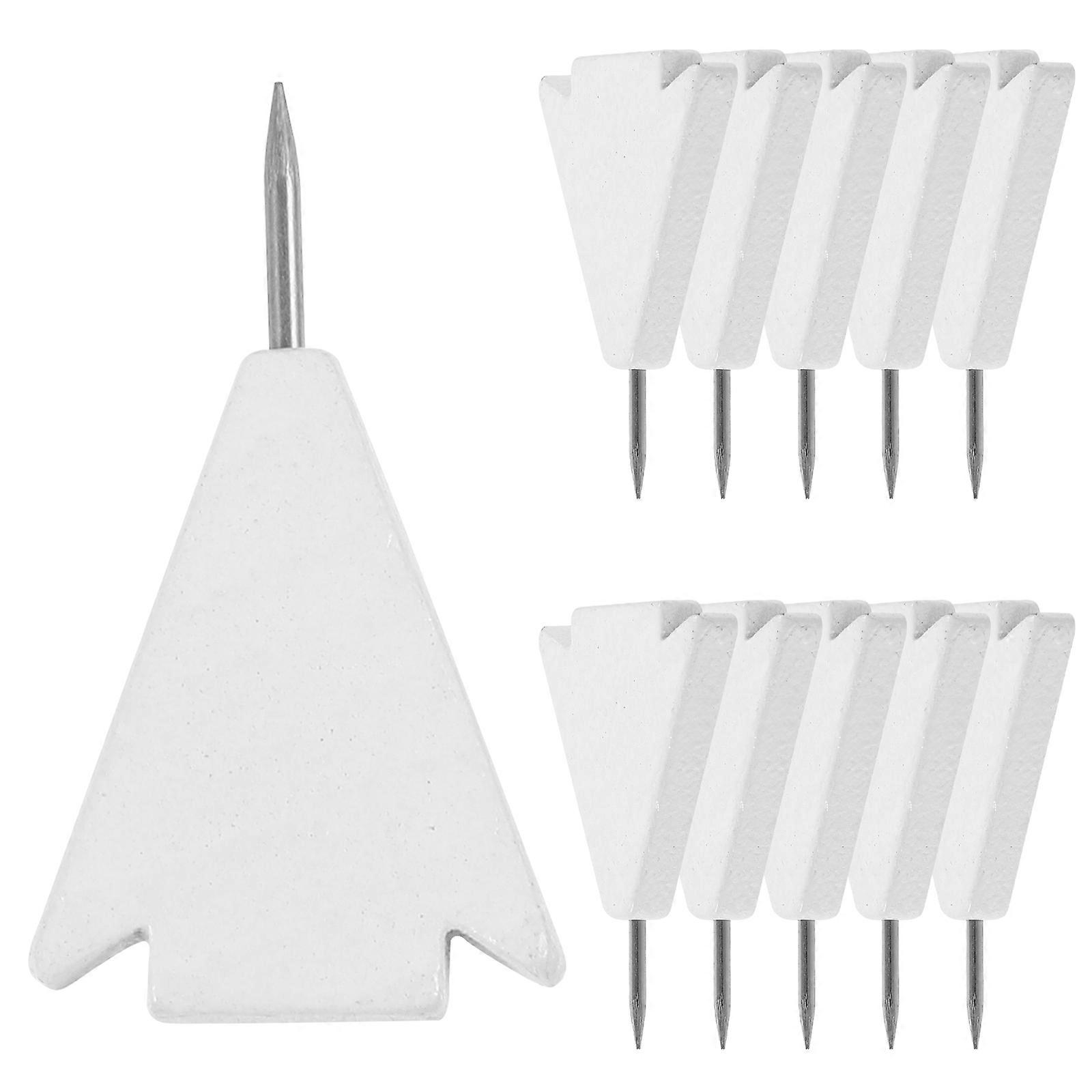 White Wooden Pushpins for Wall Decor Office Supplies 10 Thumb Tacks