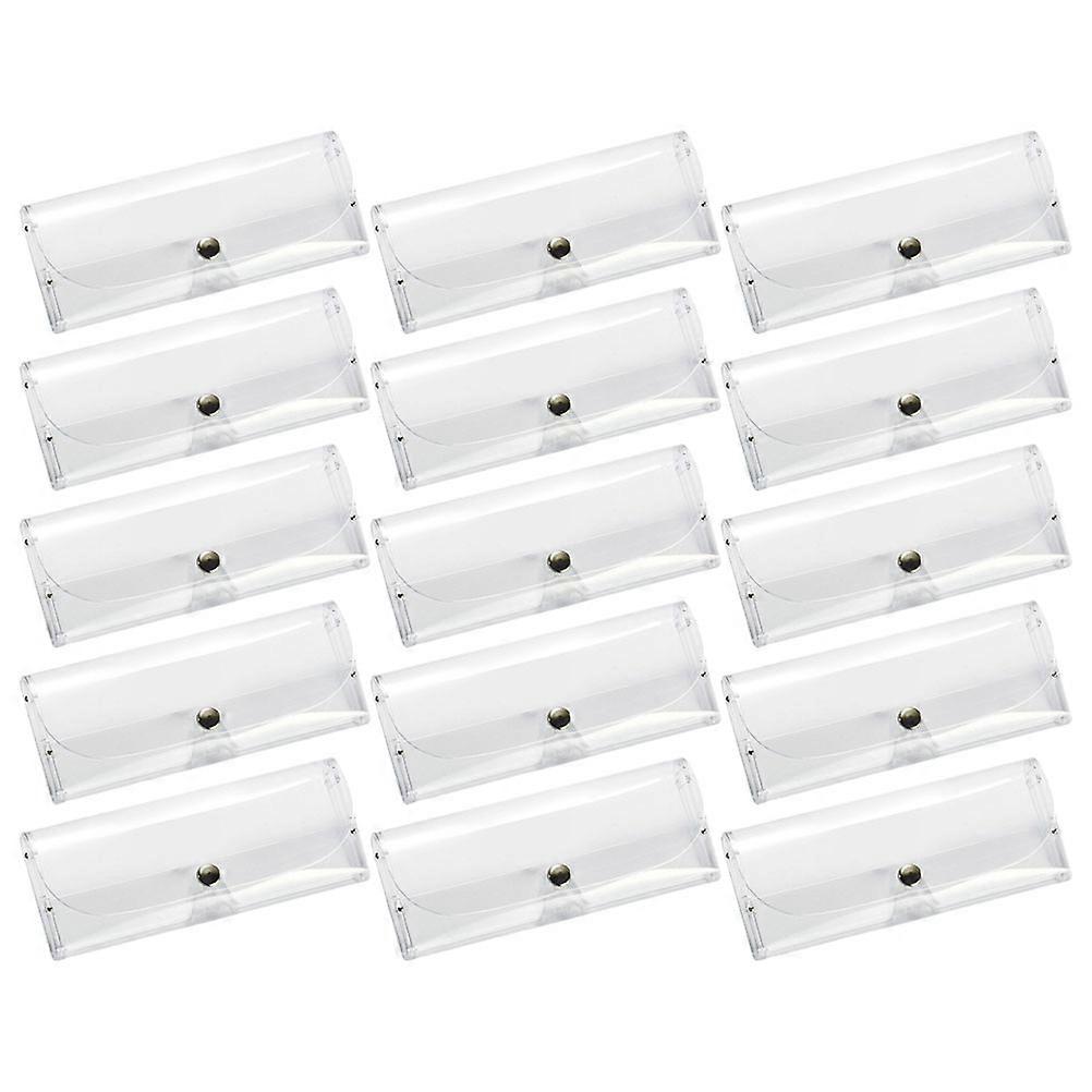 Transparent Glasses Cases Portable Eyeglasses Box with Button for Storage Use 15pcs