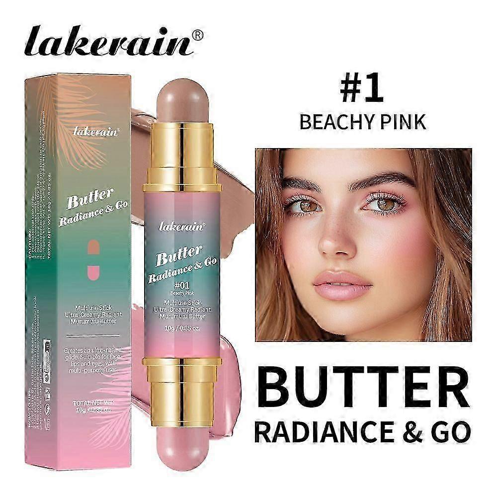 Multi-purpose stick, ultra-soft and shiny formula, contains butter, natural nude makeup double-ended three-dimensional contour blush stick
