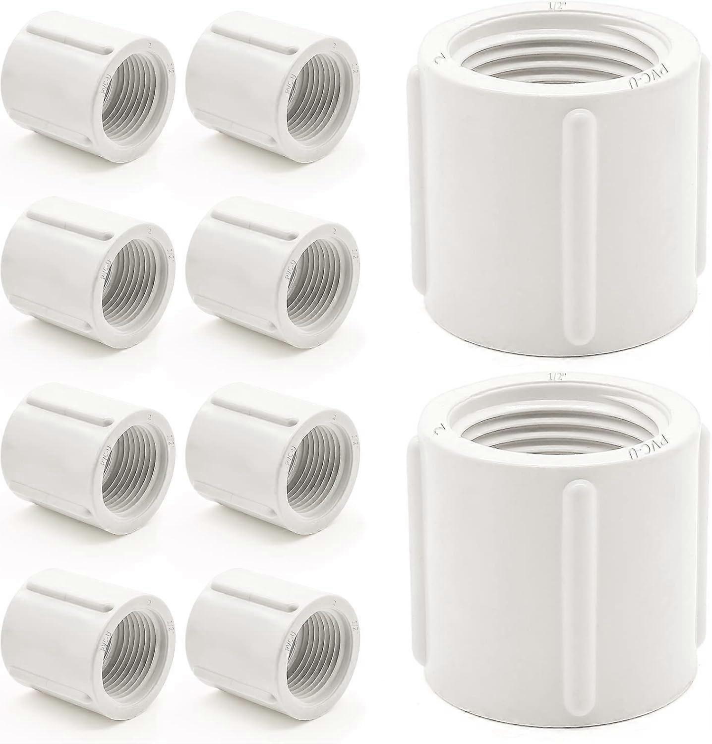 10 PCS PVC Threaded Pipe, 1/2" Female Pipe Coupling,PVC