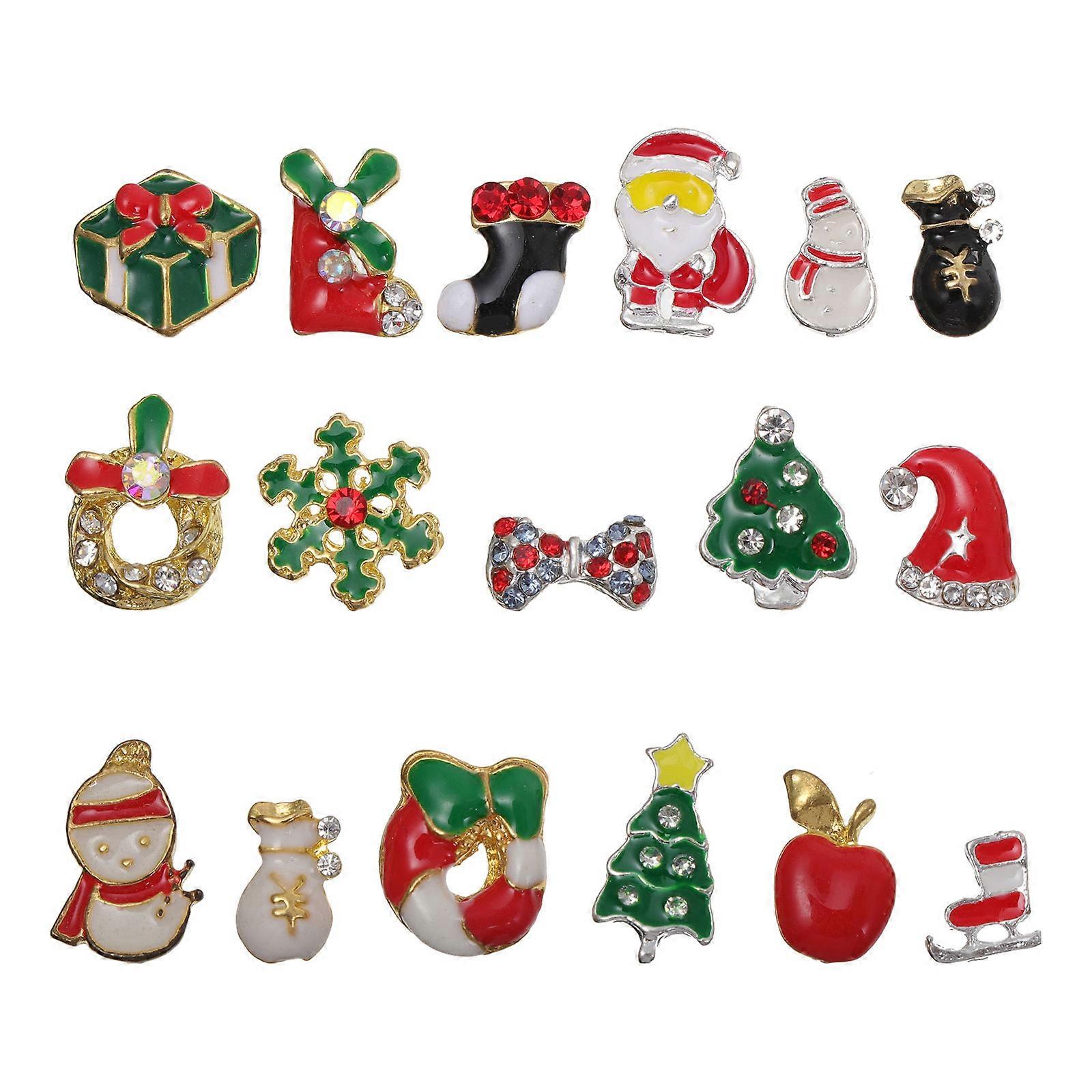 20PCS Christmas Nail Art Charms Alloy Snowflake Bells Nail Studs Manicure Decorations Personal Use