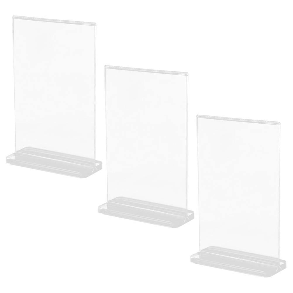 Clear Acrylic Double Sided Display Stands Transparent Sign Holders for Restaurant Menus, Brochures, Weddings, Events, Office & Desk Use (3pcs)