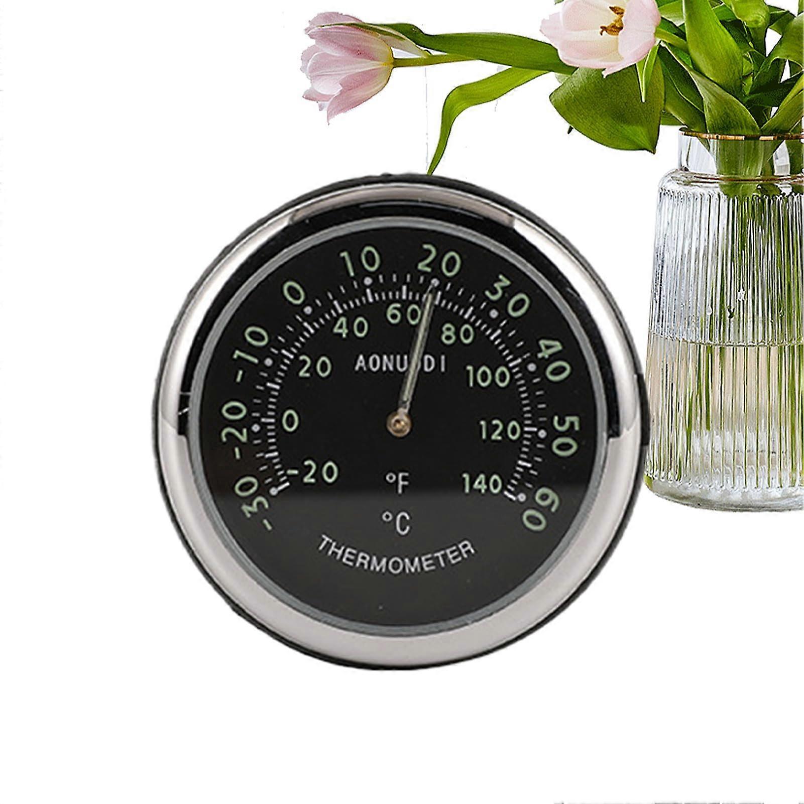 Auto clock, hygrometer, miniature for car, with selfadhesive holder, ventilation clock for camping, caravan, home.