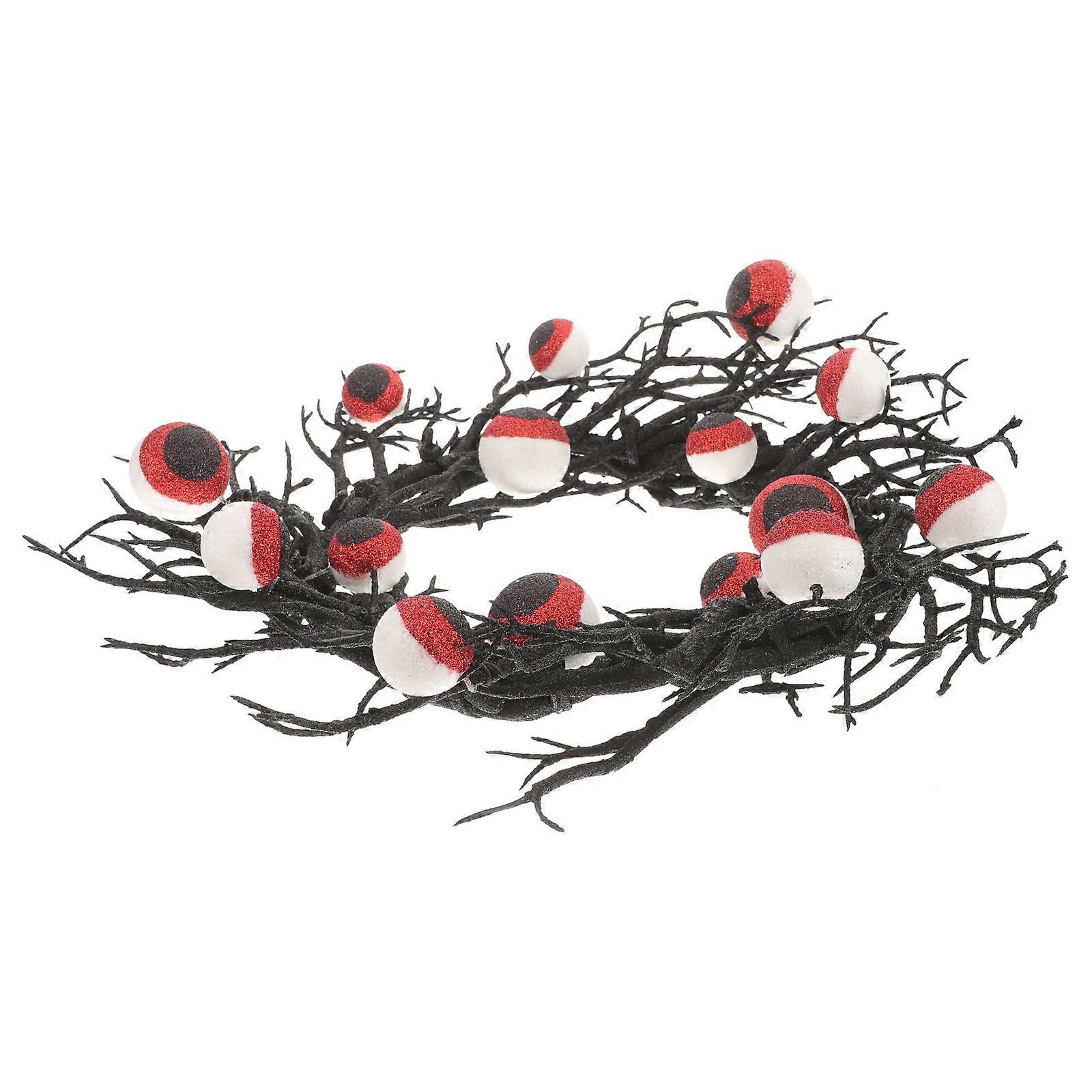 Halloween Wreath Eyeball Decoration For Scary Parties 38x36cm Assorted Color With Creepy Appearance 1Pack