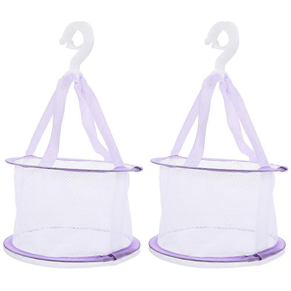 Purple Drying Basket for Home Use Multifunctional Mesh Net Ideal for Small Clothes and Makeup Tools 2pcs