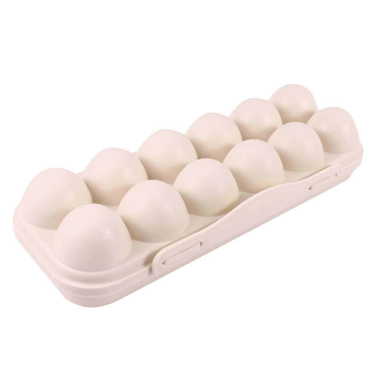 2 pieces egg holders with lid, stackable refrigerator storage box for eggs, shockproof and spacesaving for kitchen and BBQ, khaki.