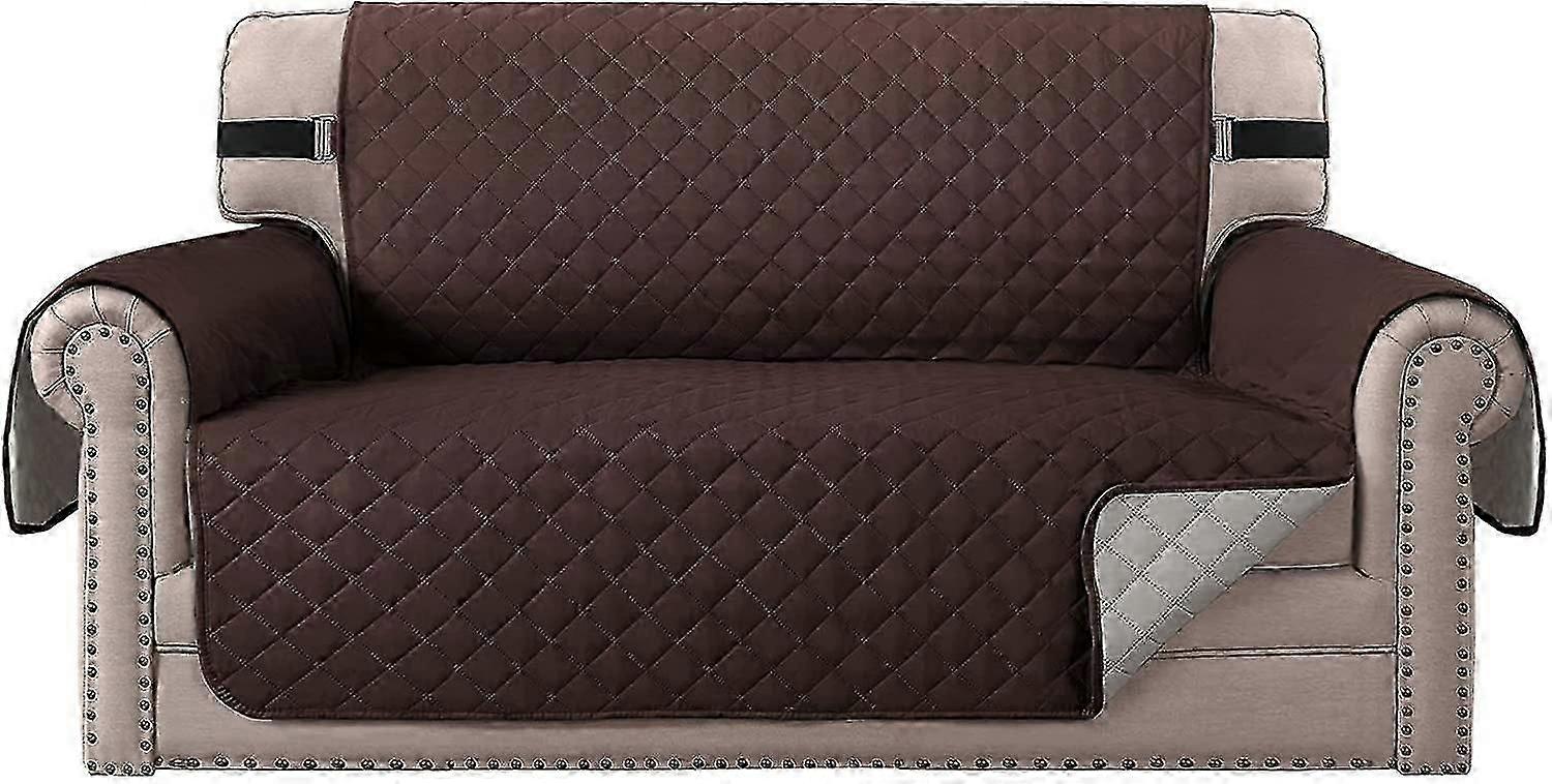 Loveseat Covers With Elastic Straps Slip Resistant Furniture Cover For Dogs Seat Width Up To 46" (loveseat, Brown/beige)