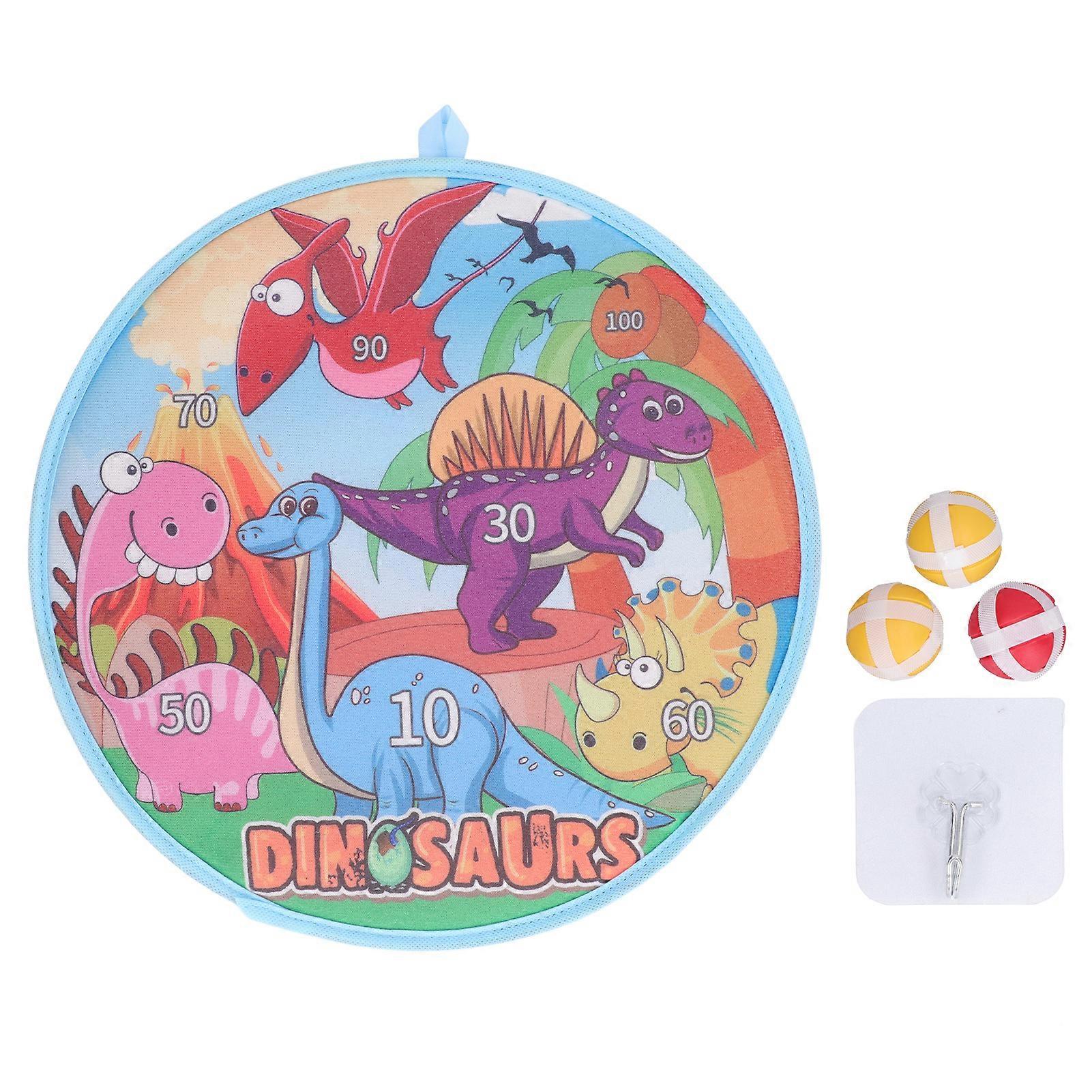 Kids Round Dart Board Game Set with 3 Strong Balls Cartoon Educational Large Dart Board Toys Dinosaur Theme