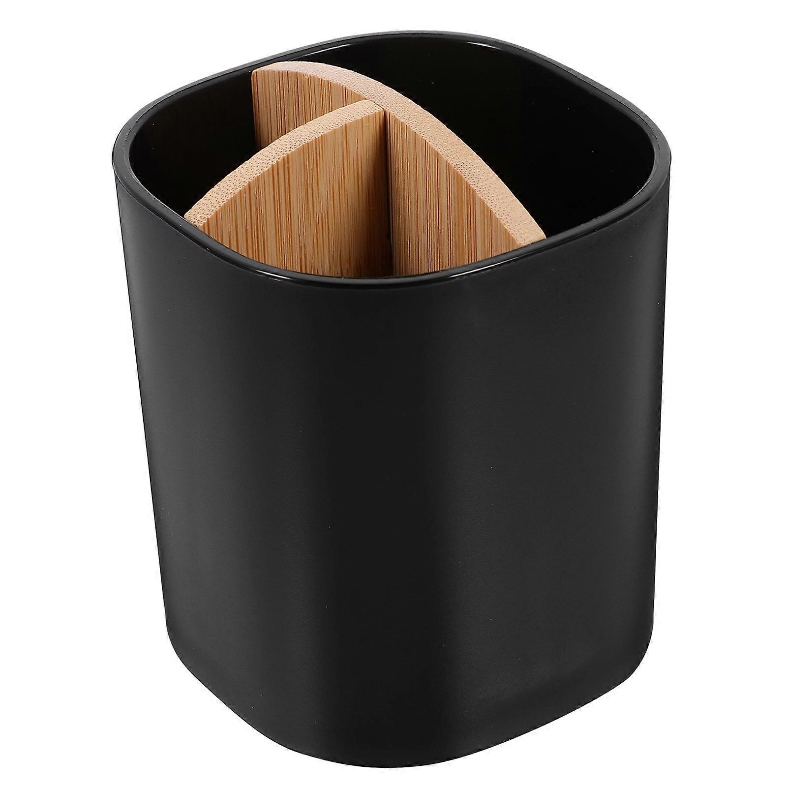 PPと竹製の家庭用の複数のコンパートメントを備えた黒の歯ブラシホルダー4.7インチ